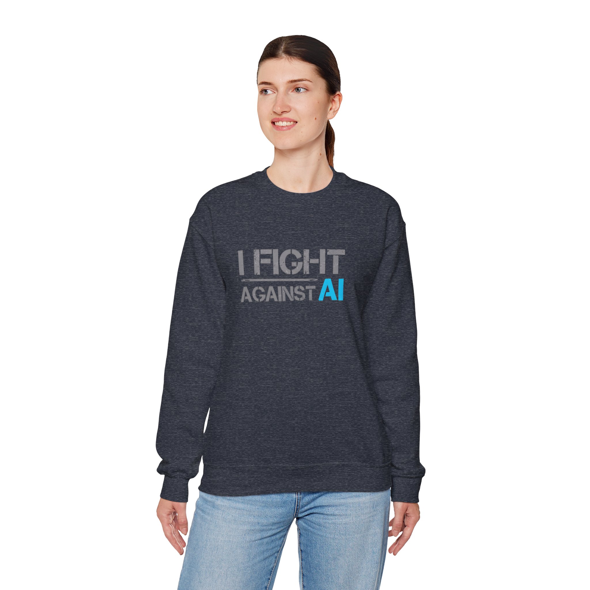 I Fight Against AI – Human Creativity Resistance Crewneck Sweatshirt - Image 52