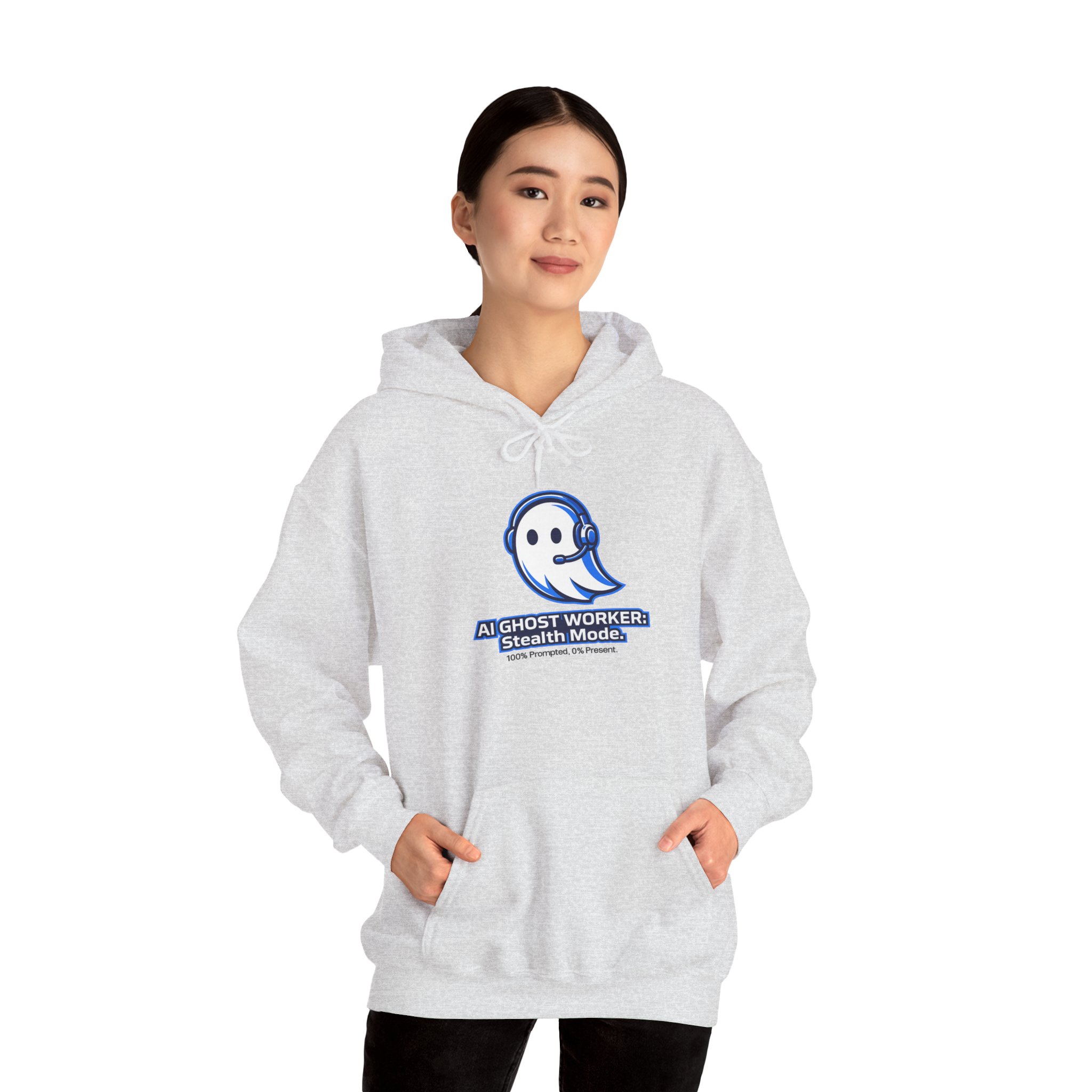 AI Ghost Worker Stealth Mode – 100% Prompted 0% Present Funny Hoodie - Image 30