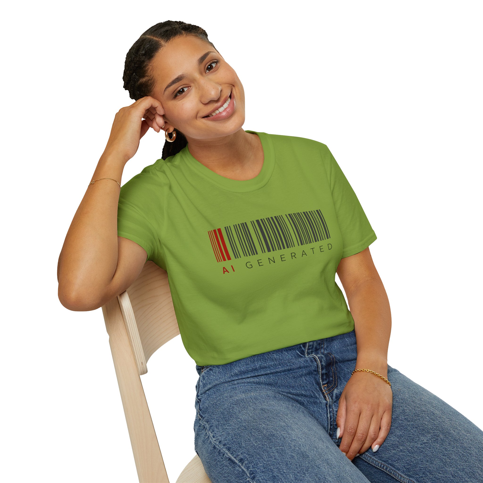 AI Generated Barcode Dark Minimalist Generative Art Graphic T-Shirt - Image 52
