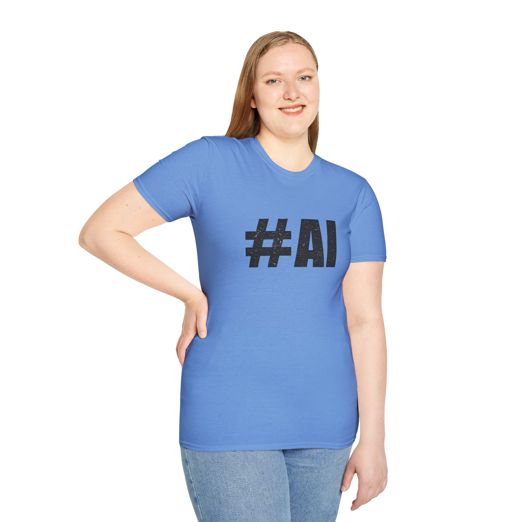 #AI Distressed Dark Minimalist Artificial Intelligence Graphic T-Shirt - Image 126