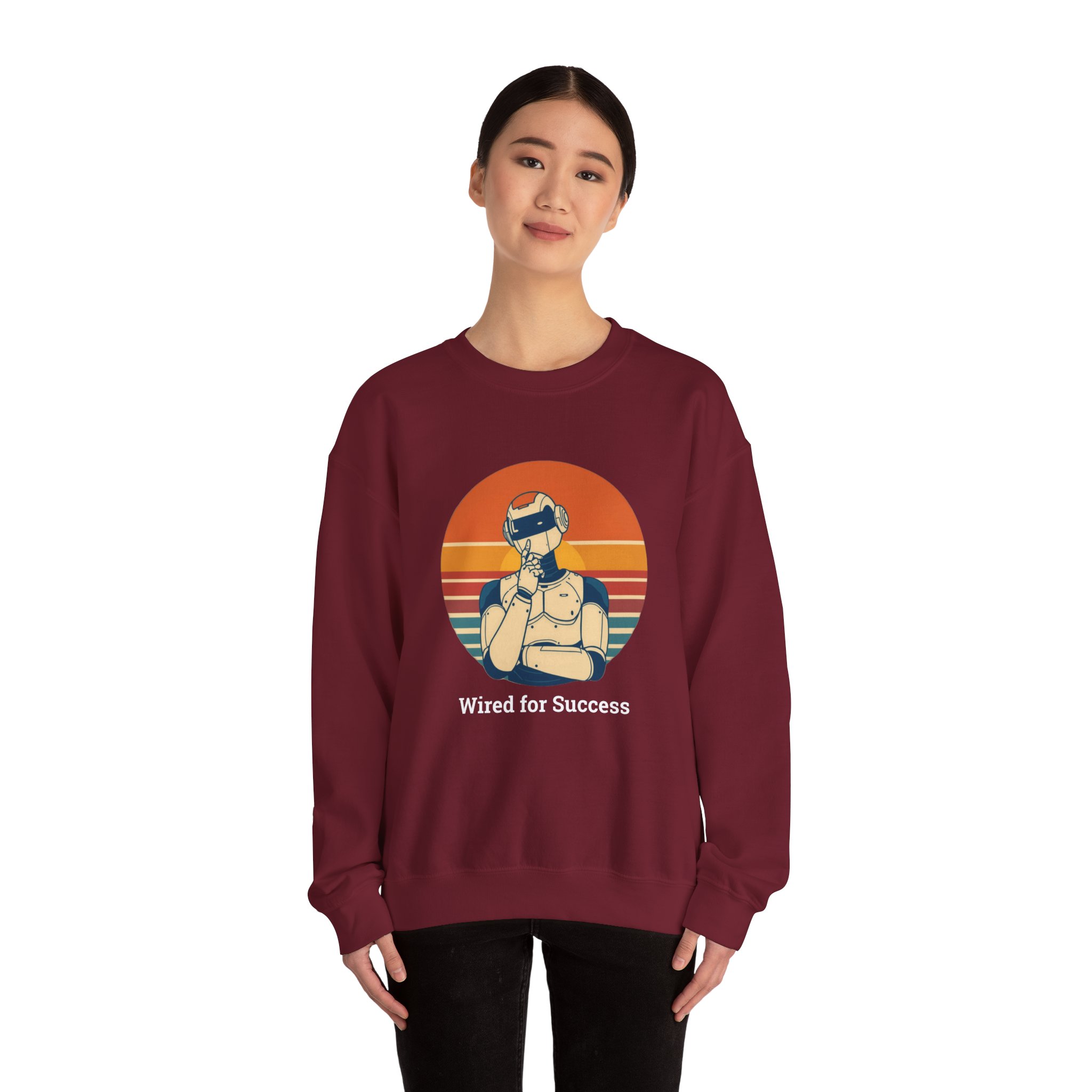 Wired for Success Retro Robot Thinker AI Tech Sweatshirt Gift - Image 87
