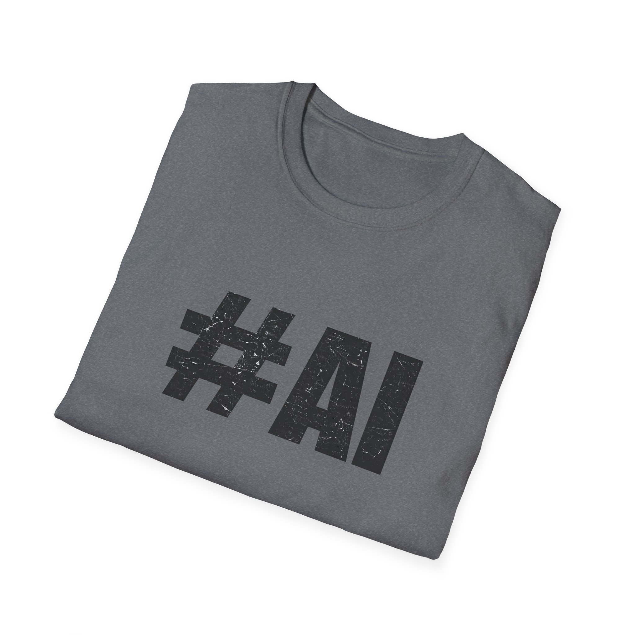 #AI Distressed Dark Minimalist Artificial Intelligence Graphic T-Shirt - Image 81