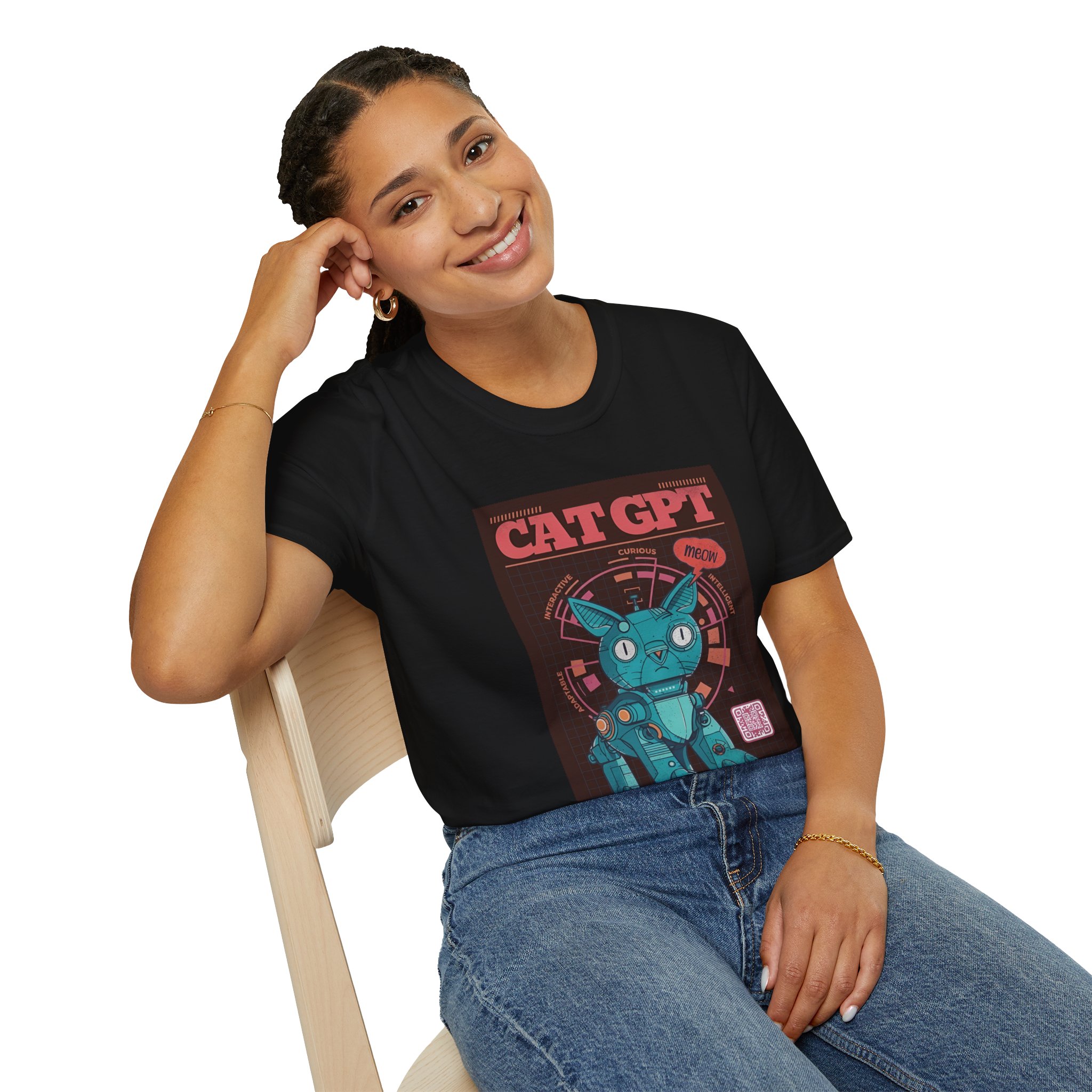 Robot Cat AI Tee | Funny Cyberpunk Cat Shirt for Tech Lovers - Image 51