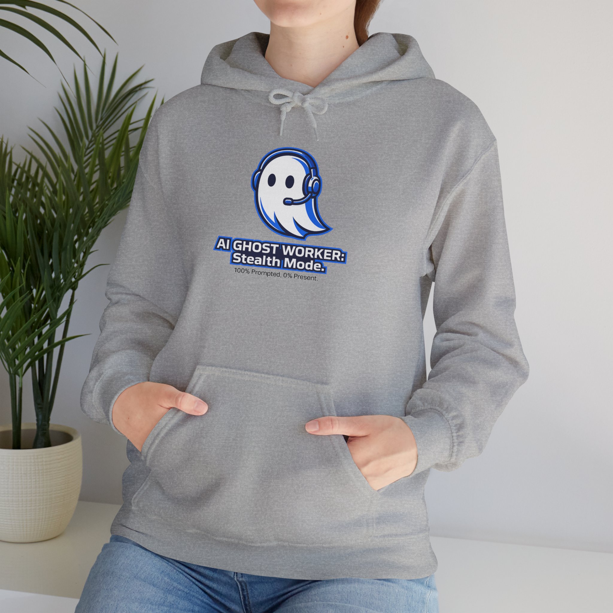 AI Ghost Worker Stealth Mode – 100% Prompted 0% Present Funny Hoodie - Image 59