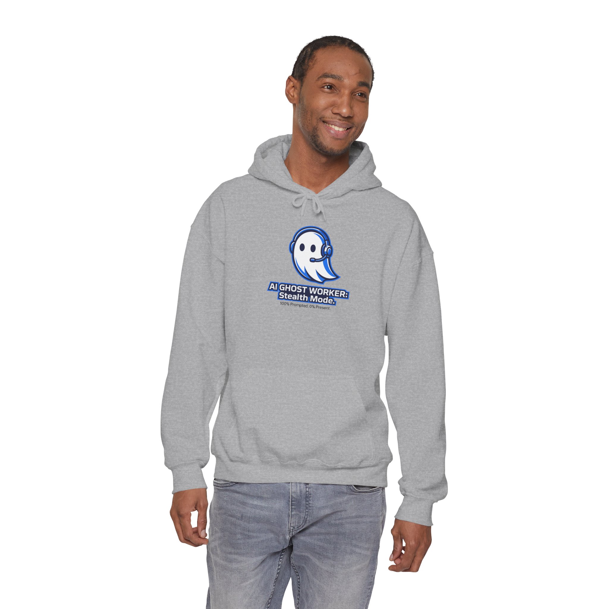 AI Ghost Worker Stealth Mode – 100% Prompted 0% Present Funny Hoodie - Image 58