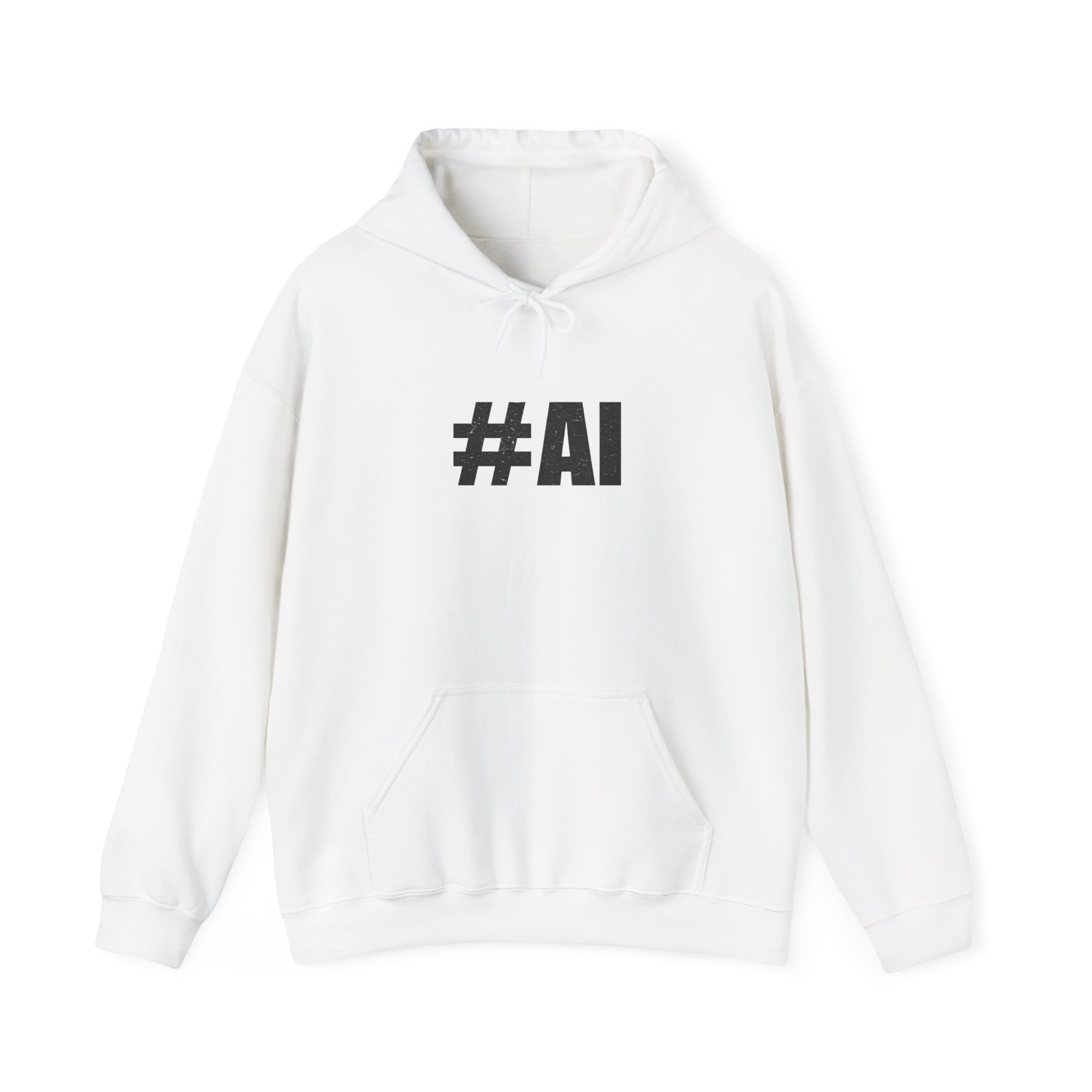 #AI Distressed Dark Minimalist Artificial Intelligence Pullover Hoodie - Image 7