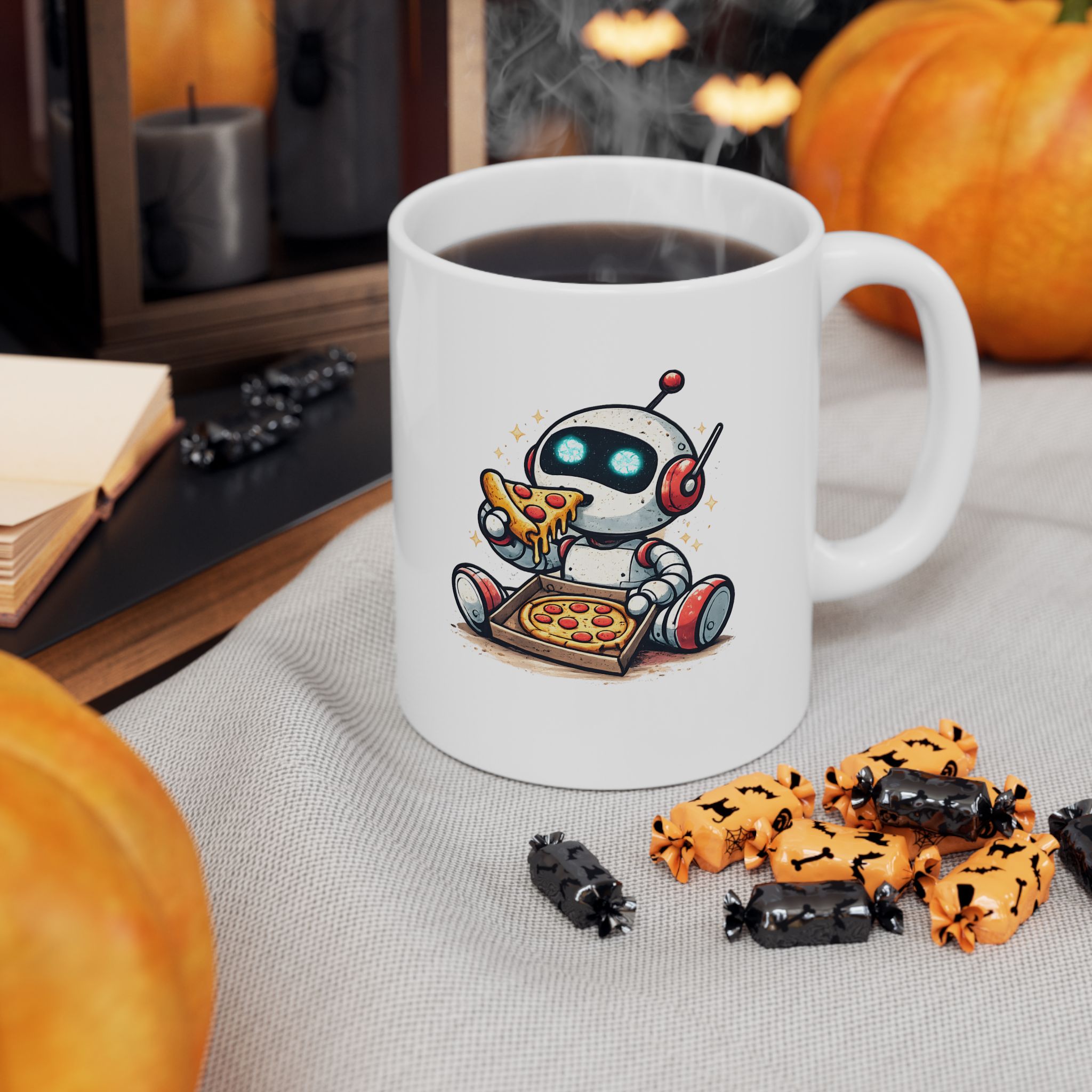 Cute Robot Eating Pizza — Funny AI Tech Lover's Coffee Mug (11oz, 15oz) - Image 7