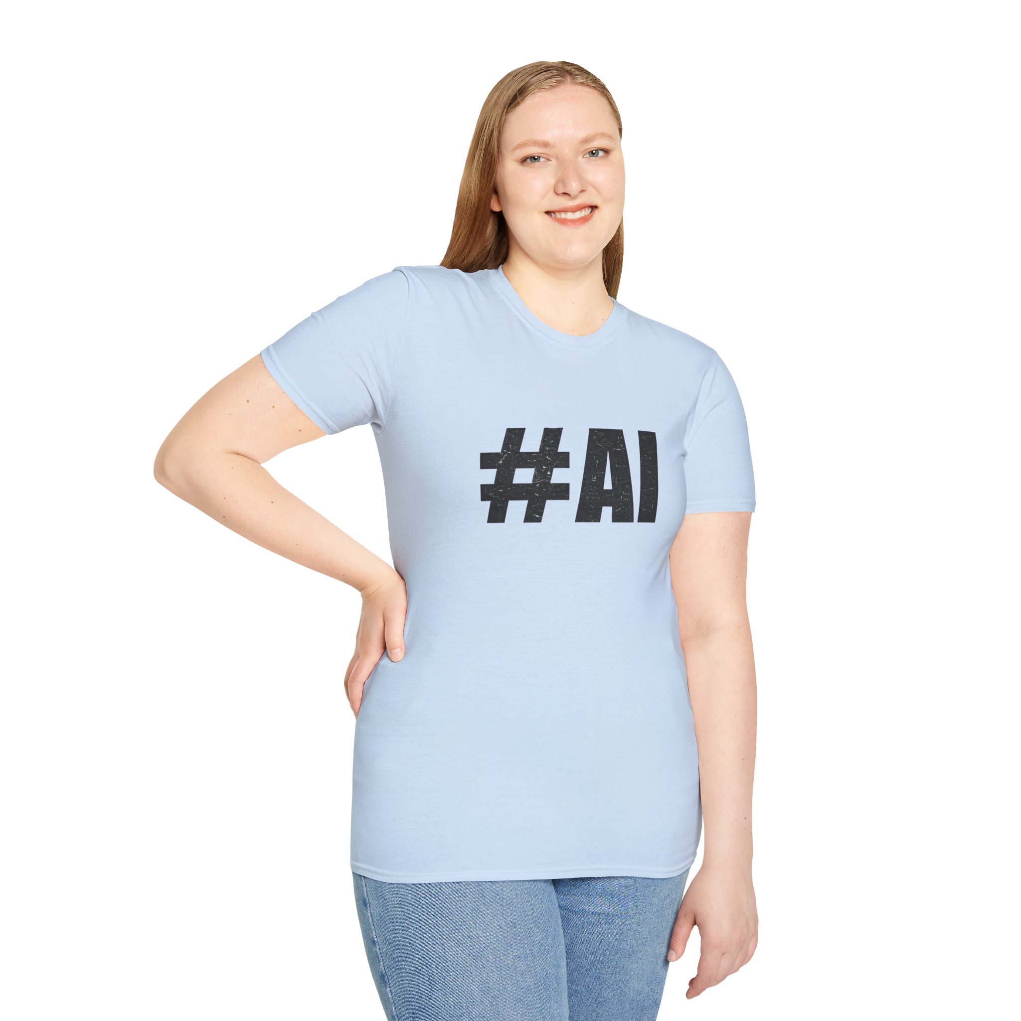 #AI Distressed Dark Minimalist Artificial Intelligence Graphic T-Shirt - Image 115