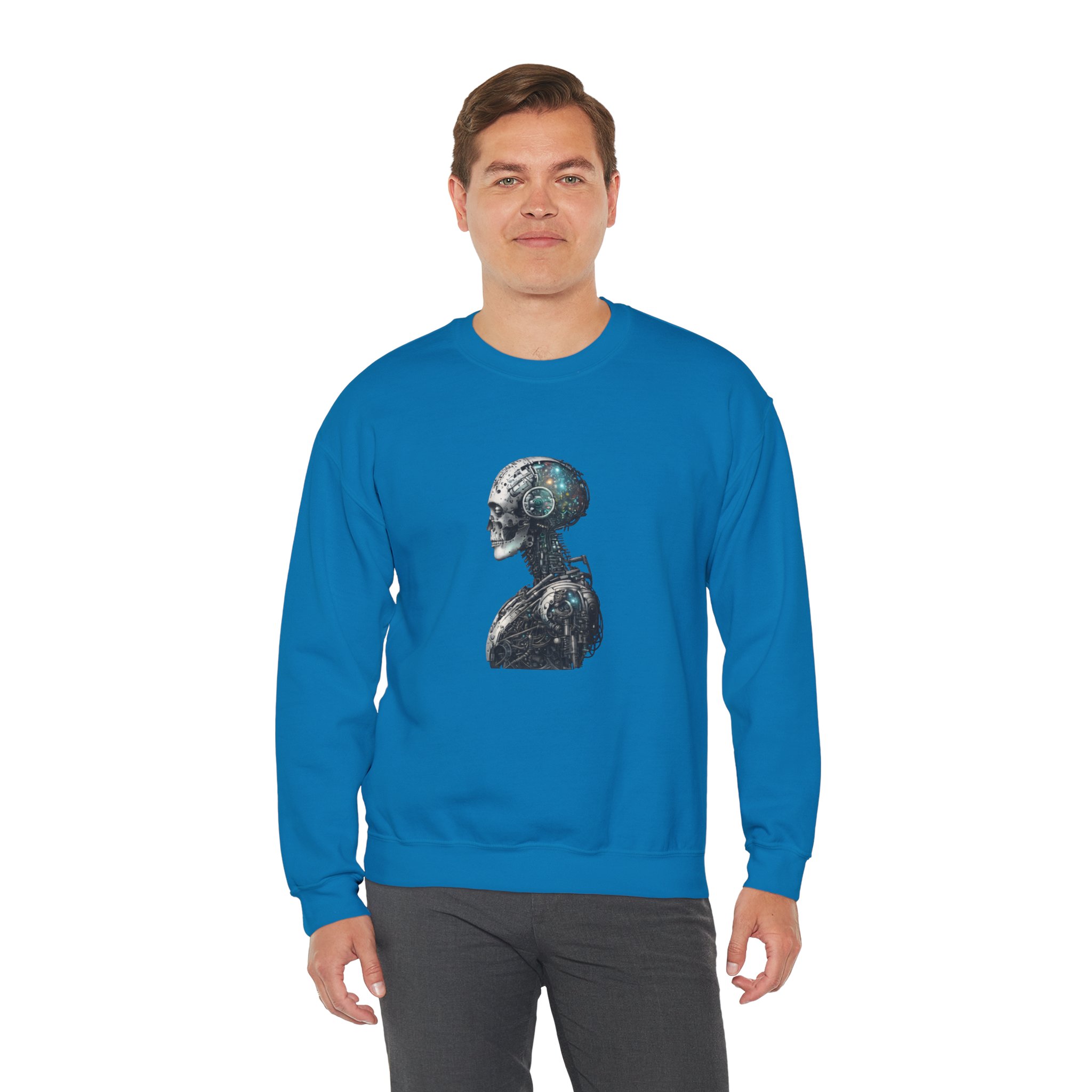 Cosmic Cyber Skull – Dark Cyberpunk Biomechanical Crewneck Sweatshirt - Image 105