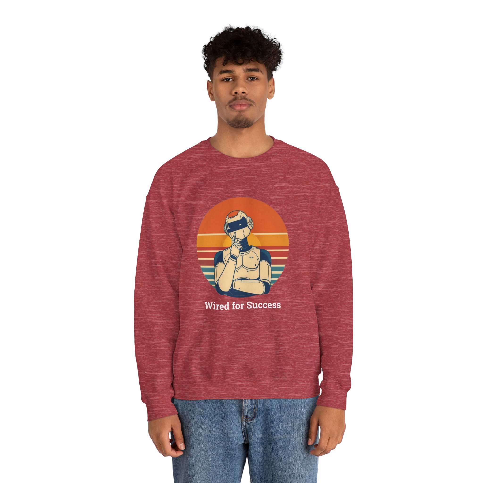 Wired for Success Retro Robot Thinker AI Tech Sweatshirt Gift - Image 72