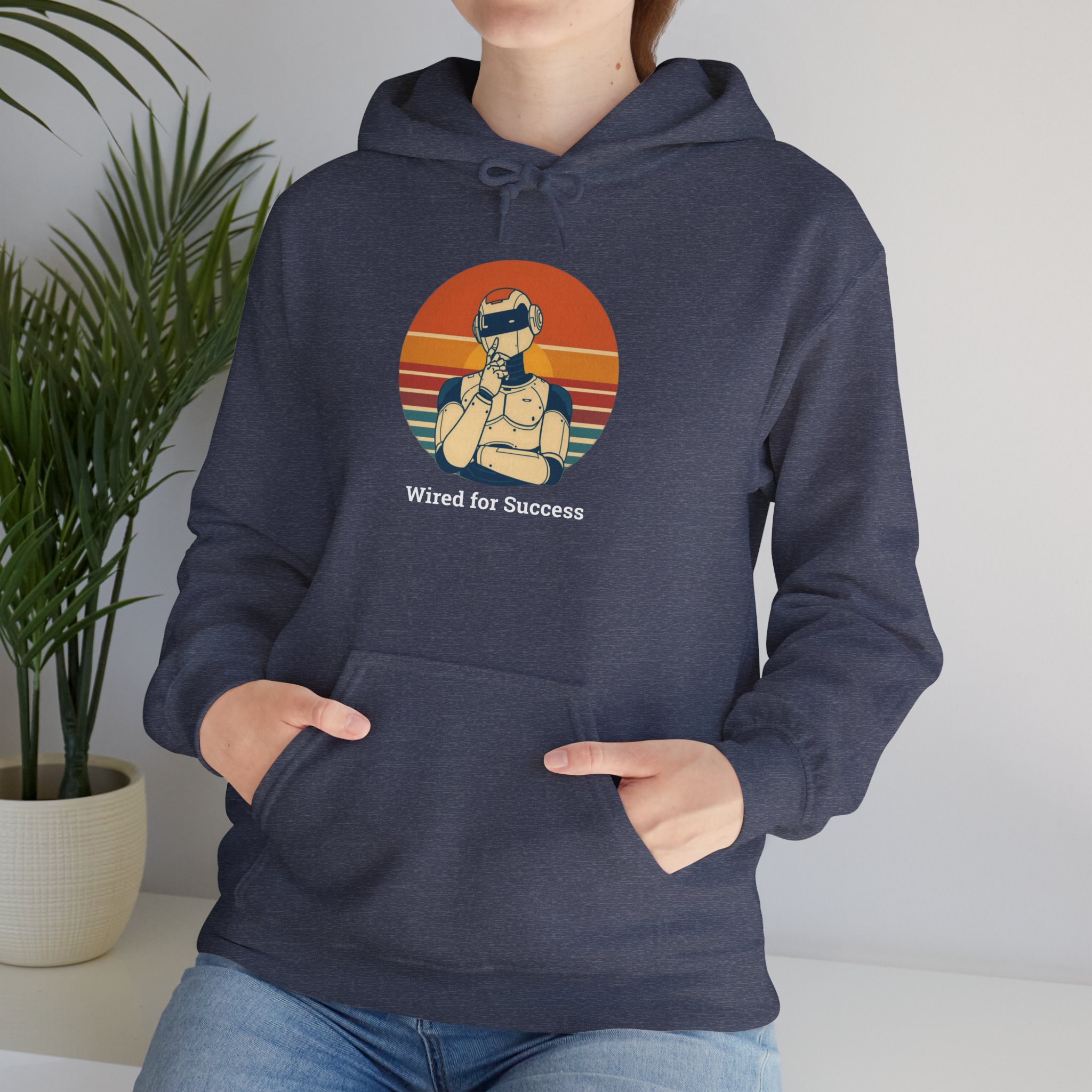 Wired for Success Retro Robot AI Hoodie Tech Gift Hooded Sweatshirt - Image 47