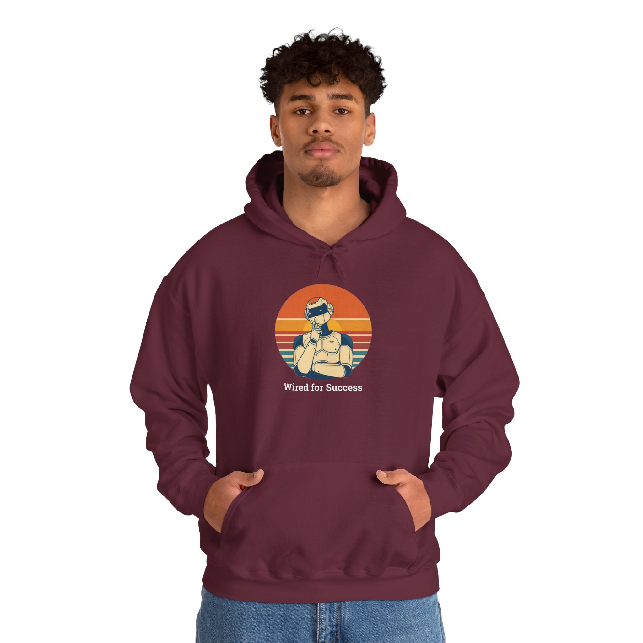 Wired for Success Retro Robot AI Hoodie Tech Gift Hooded Sweatshirt - Image 7