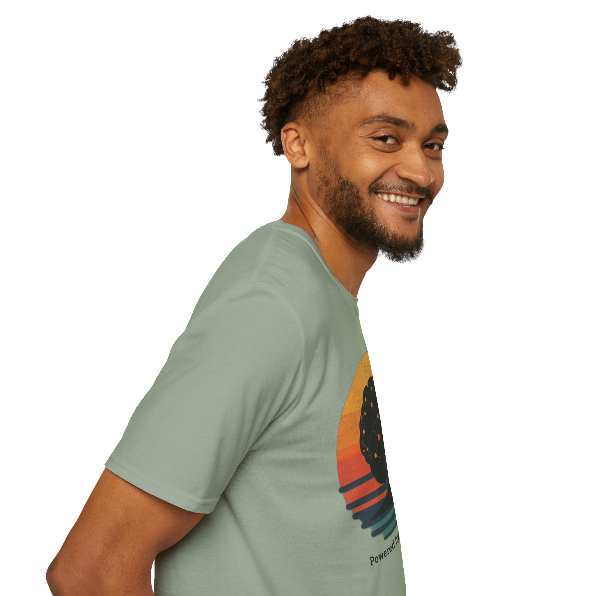 Powered by Neural Nets Retro Sunset Neural Network Tree AI T-Shirt - Image 7