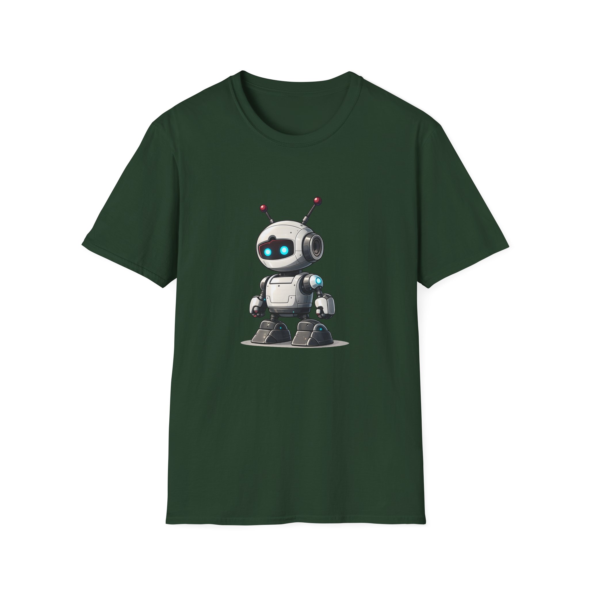 Cute Robot Glowing Eyes – Funny AI Tech Mascot Graphic T-Shirt - Image 89