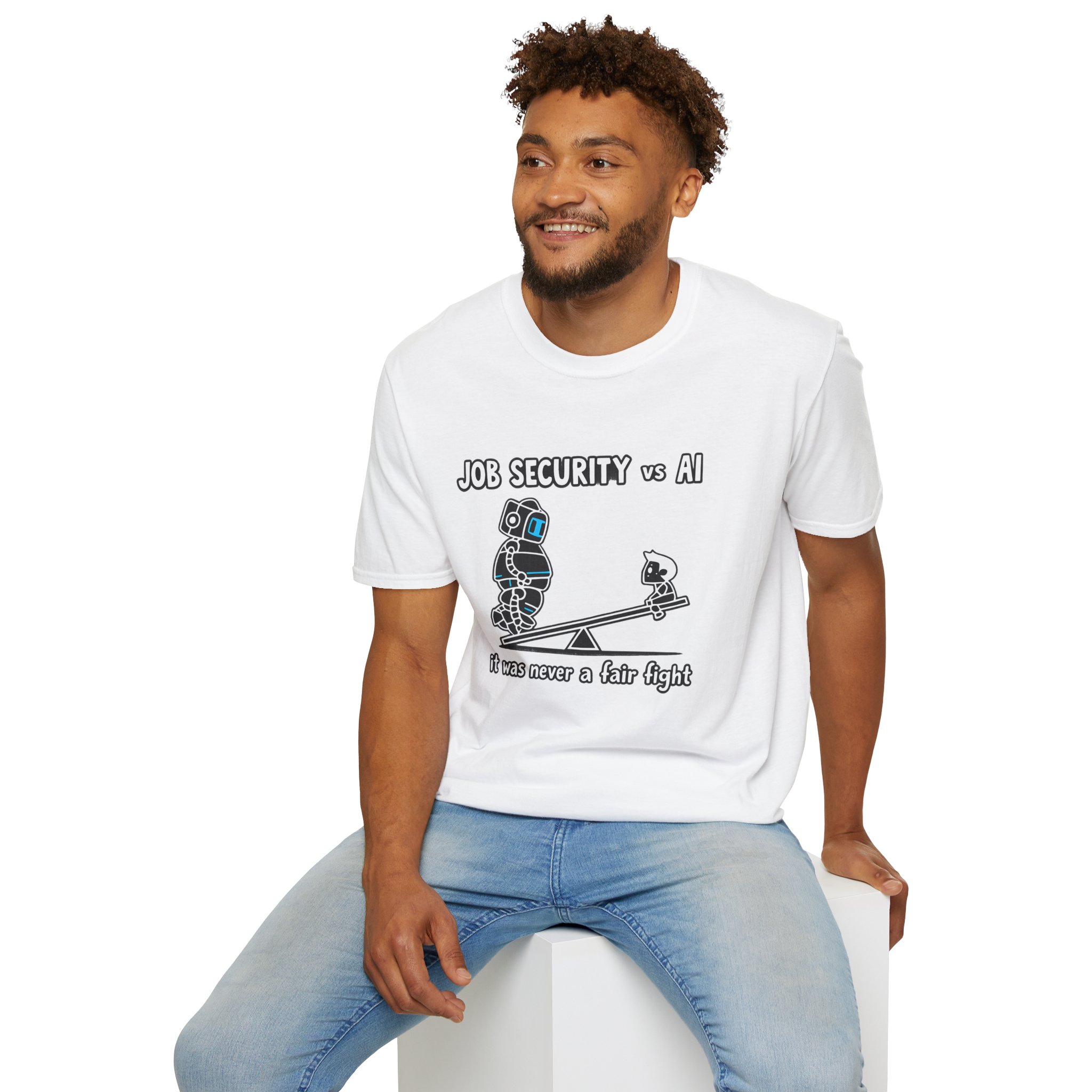 POV You're An AI And It's Monday – Funny Tired Robot Graphic T-Shirt - Image 17