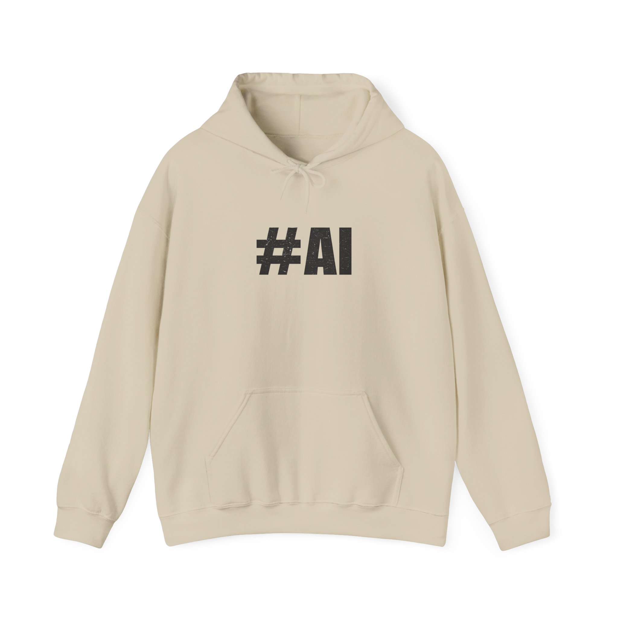 #AI Distressed Dark Minimalist Artificial Intelligence Pullover Hoodie - Image 37