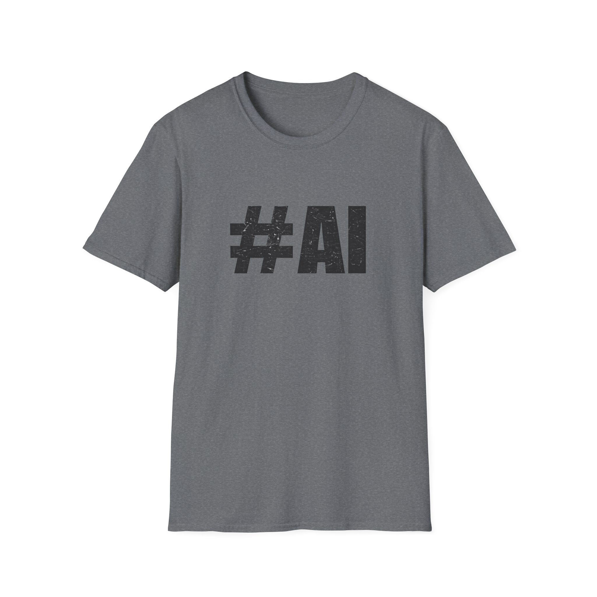 #AI Distressed Dark Minimalist Artificial Intelligence Graphic T-Shirt - Image 78