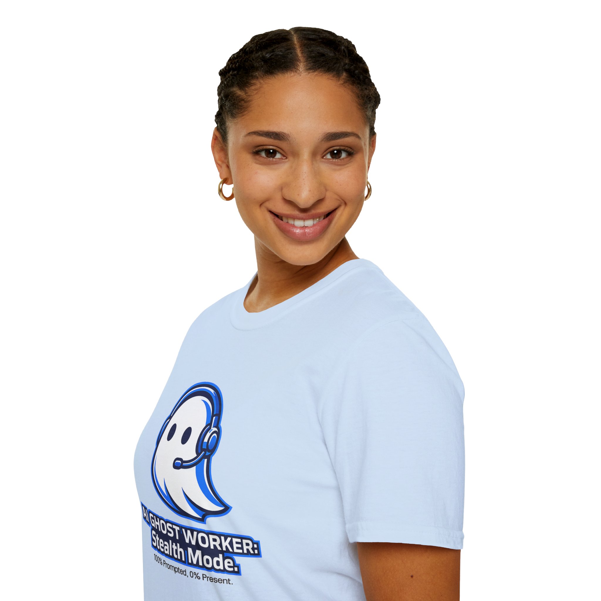AI Ghost Worker Stealth Mode – 100% Prompted 0% Present Funny T-Shirt - Image 73