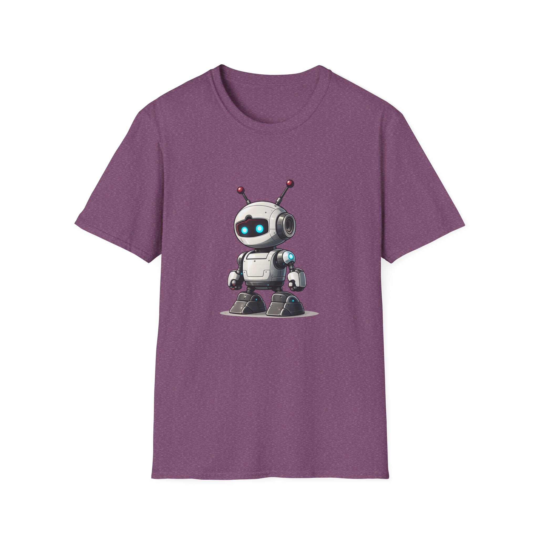 Cute Robot Glowing Eyes – Funny AI Tech Mascot Graphic T-Shirt - Image 144