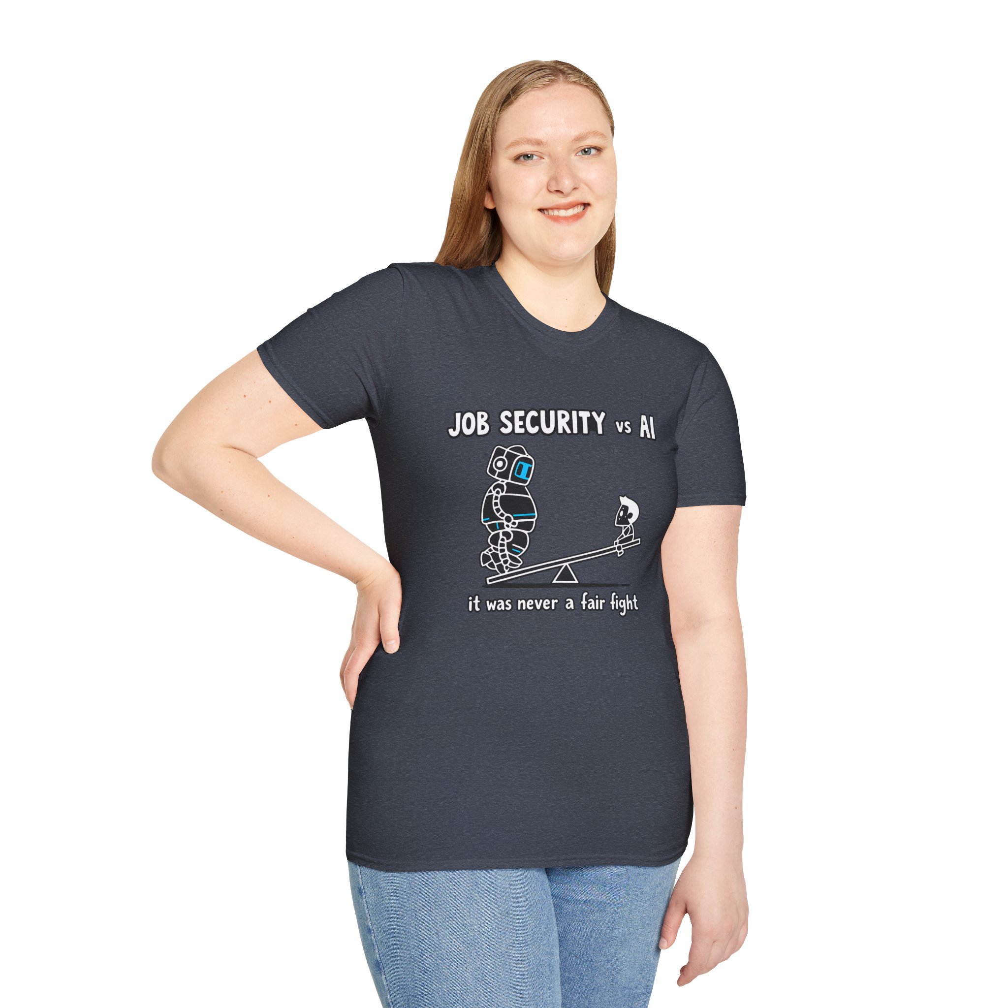 POV You're An AI And It's Monday – Funny Tired Robot Graphic T-Shirt - Image 126