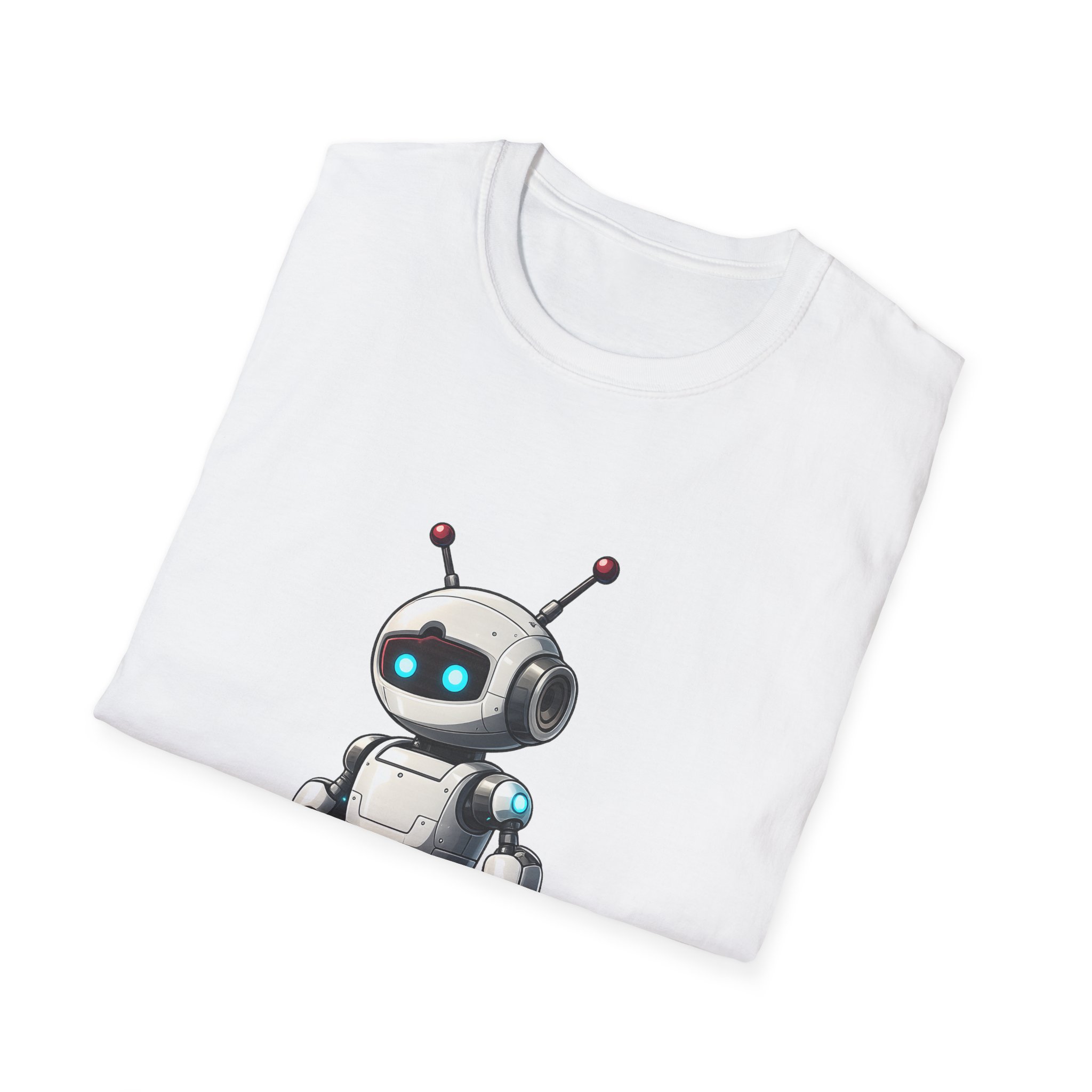 Cute Robot Glowing Eyes – Funny AI Tech Mascot Graphic T-Shirt - Image 21
