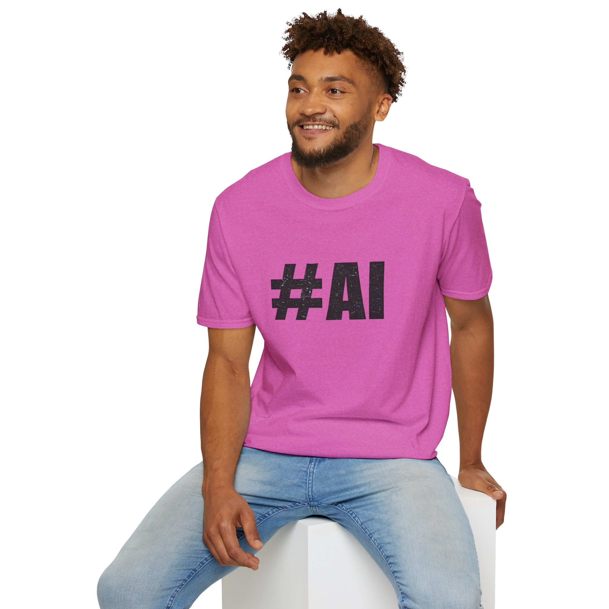 #AI Distressed Dark Minimalist Artificial Intelligence Graphic T-Shirt - Image 164