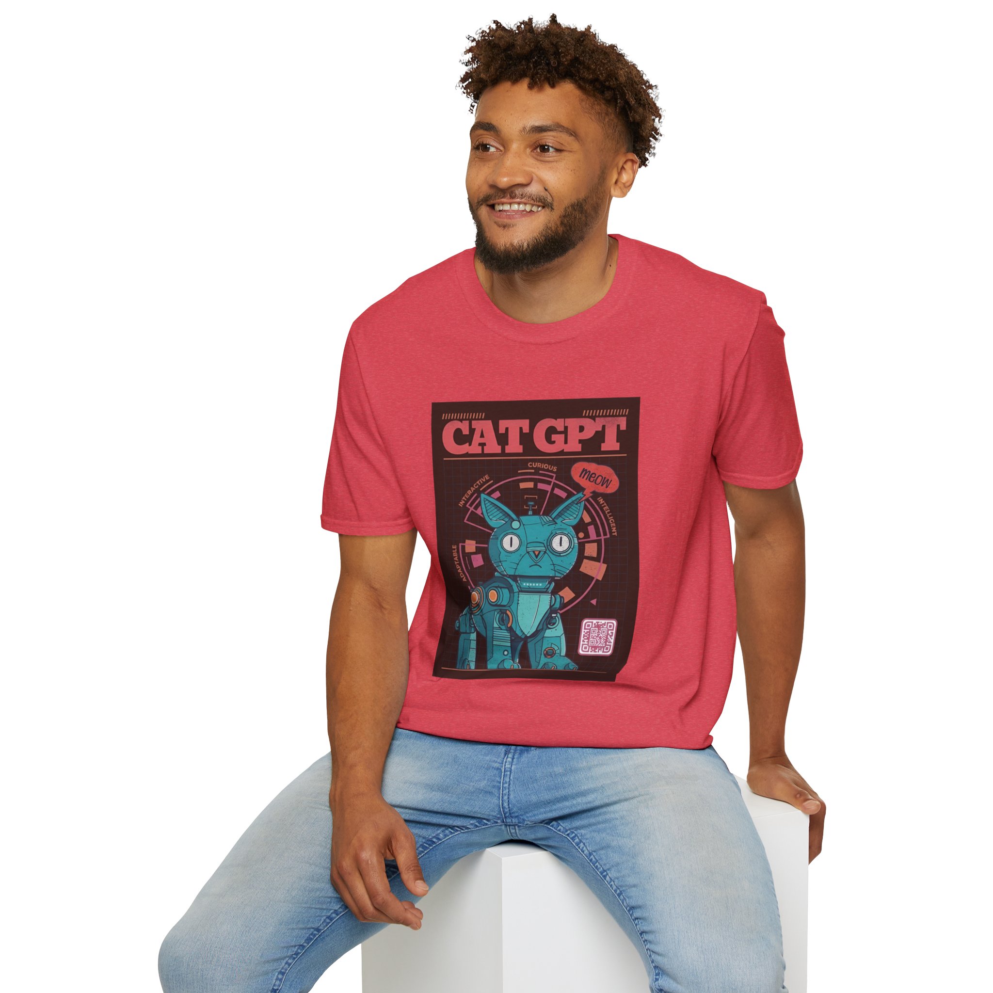 Robot Cat AI Tee | Funny Cyberpunk Cat Shirt for Tech Lovers - Image 80