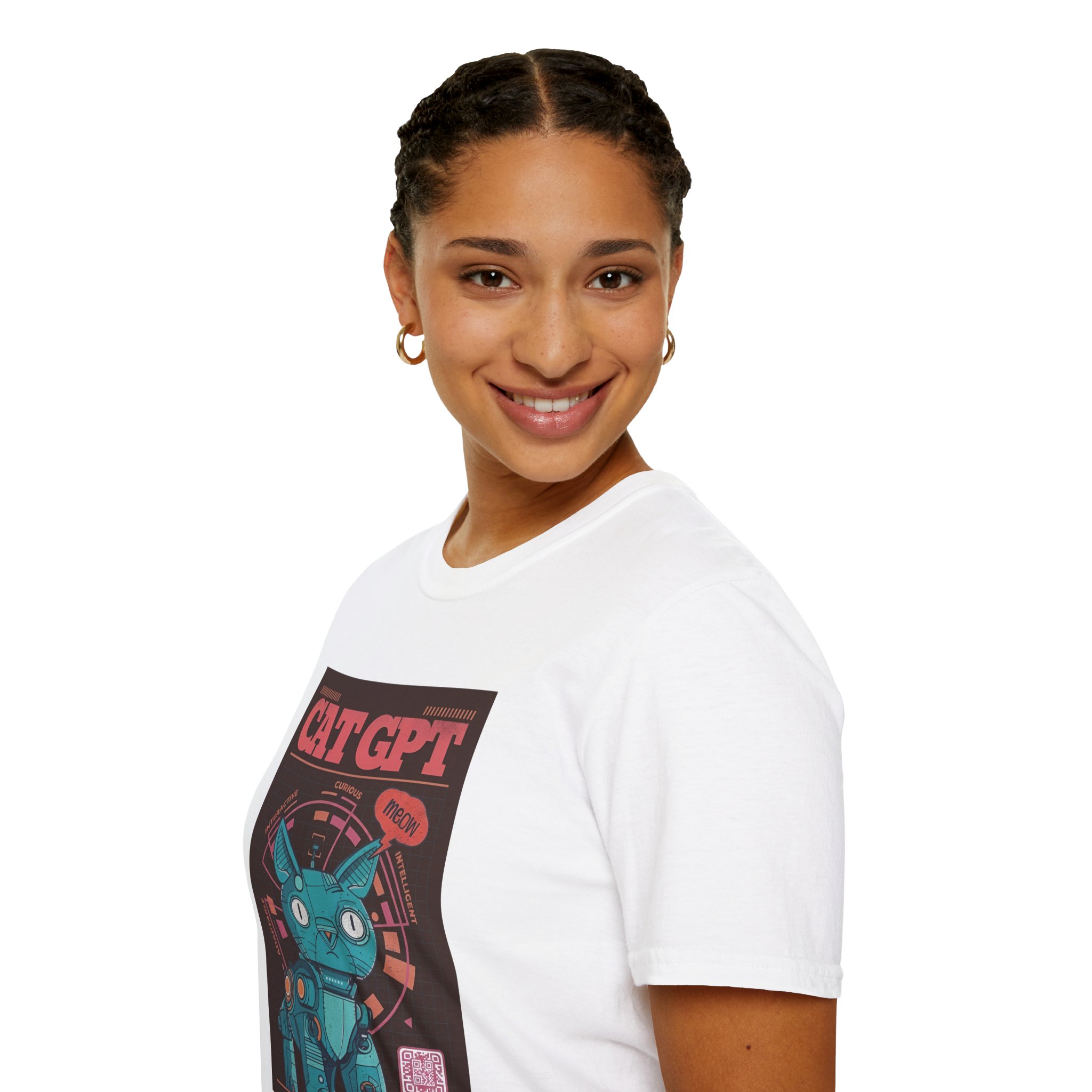 Robot Cat AI Tee | Funny Cyberpunk Cat Shirt for Tech Lovers - Image 11