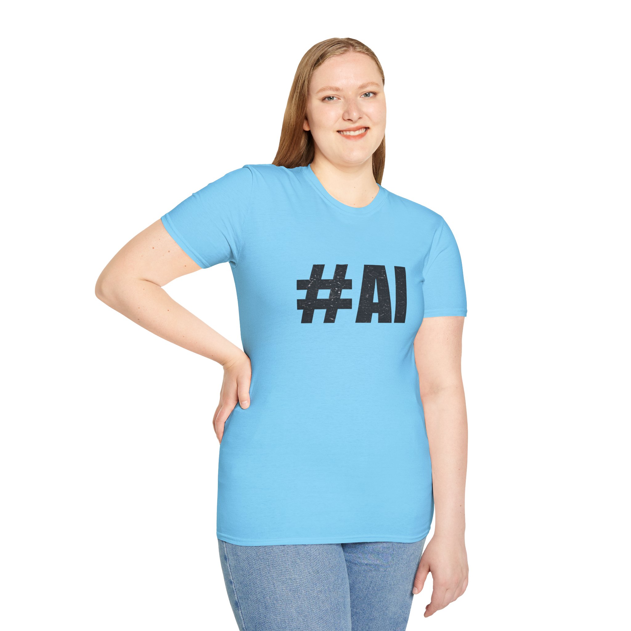 #AI Distressed Dark Minimalist Artificial Intelligence Graphic T-Shirt - Image 104