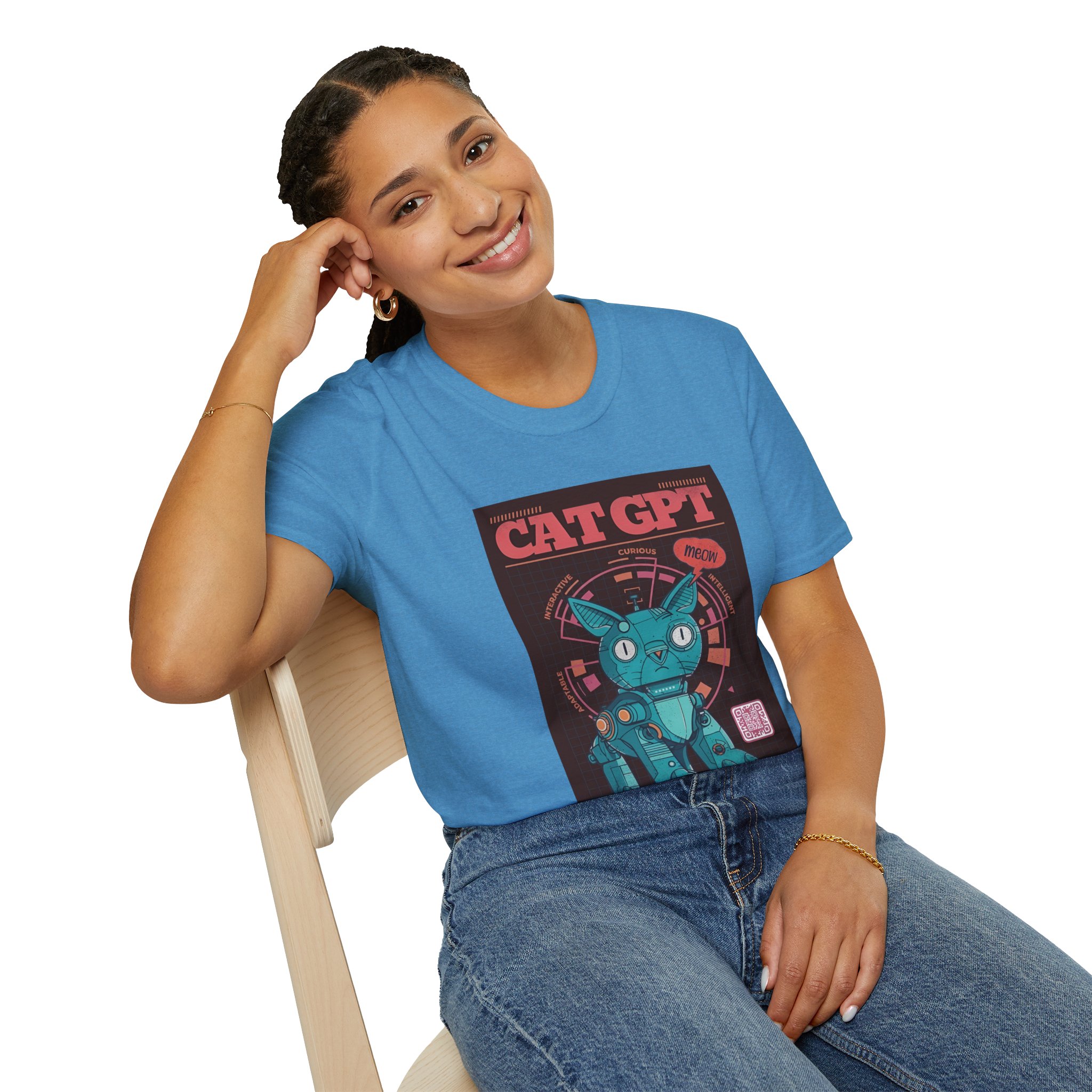 Robot Cat AI Tee | Funny Cyberpunk Cat Shirt for Tech Lovers - Image 114