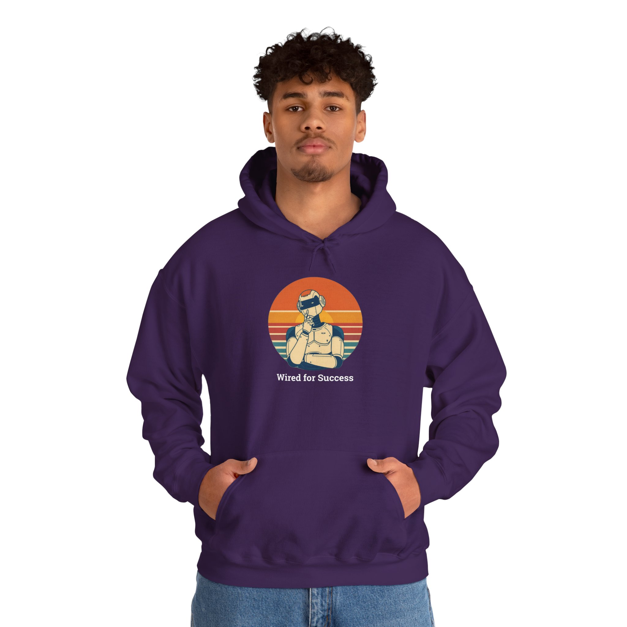 Wired for Success Retro Robot AI Hoodie Tech Gift Hooded Sweatshirt - Image 78