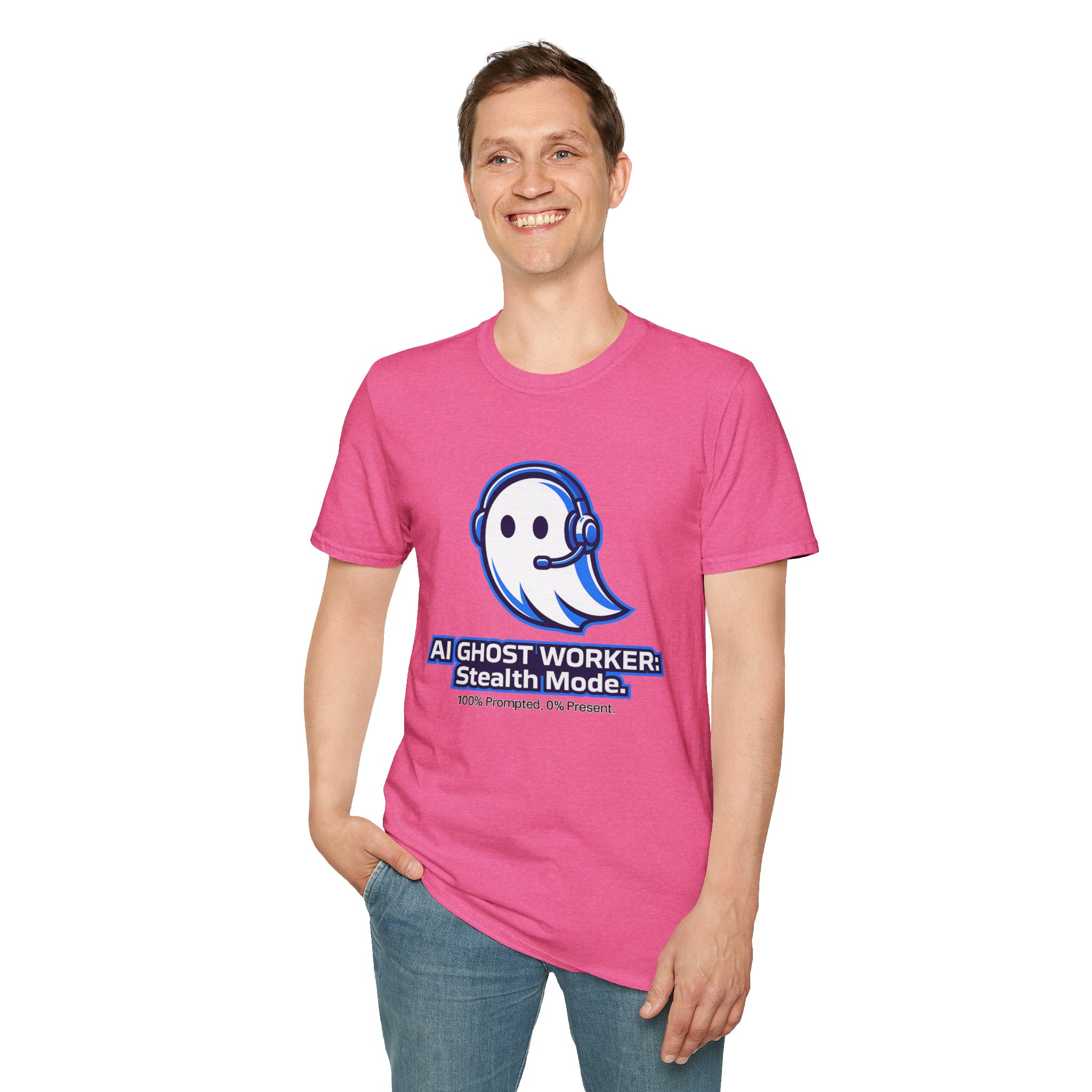 AI Ghost Worker Stealth Mode – 100% Prompted 0% Present Funny T-Shirt - Image 105