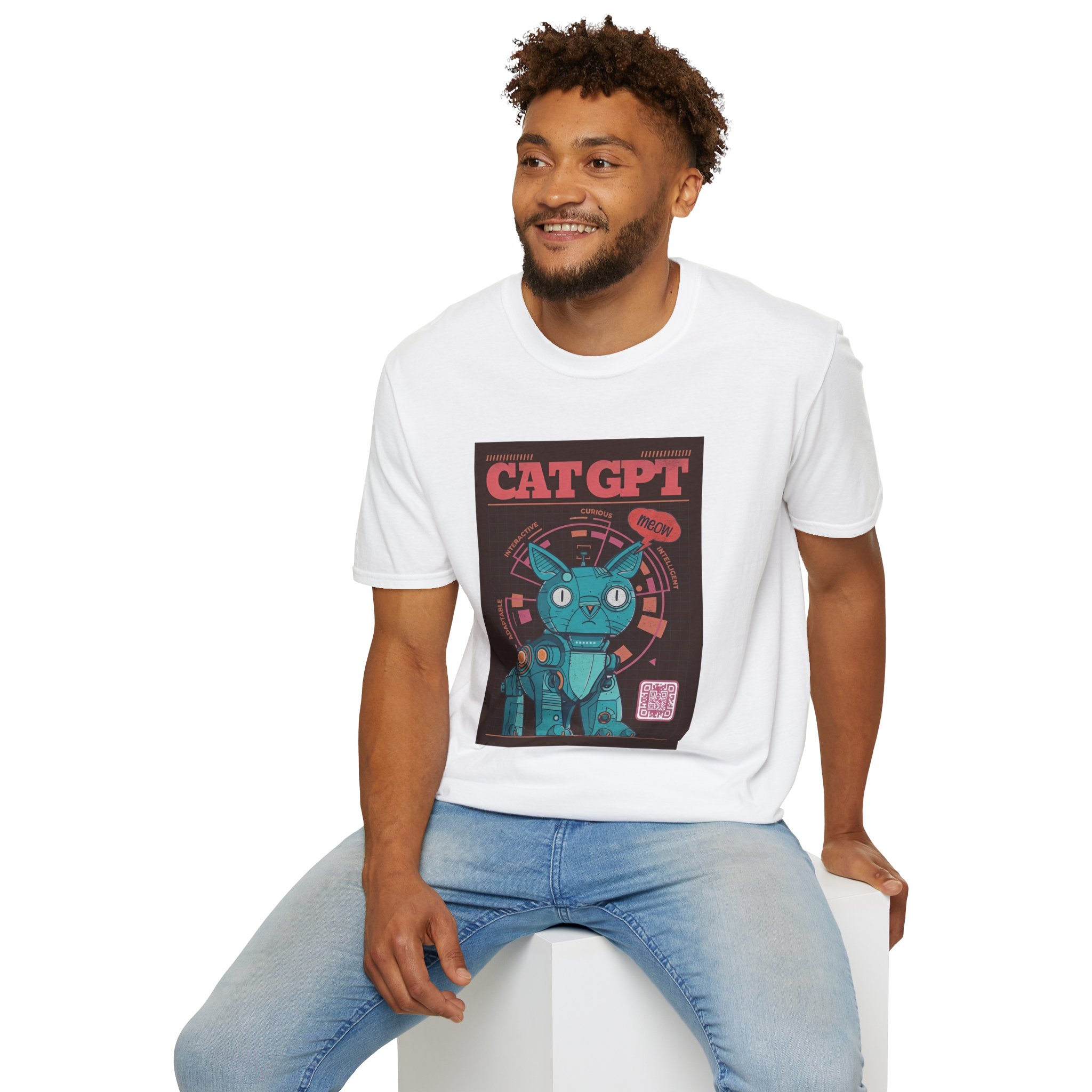 Robot Cat AI Tee | Funny Cyberpunk Cat Shirt for Tech Lovers - Image 14