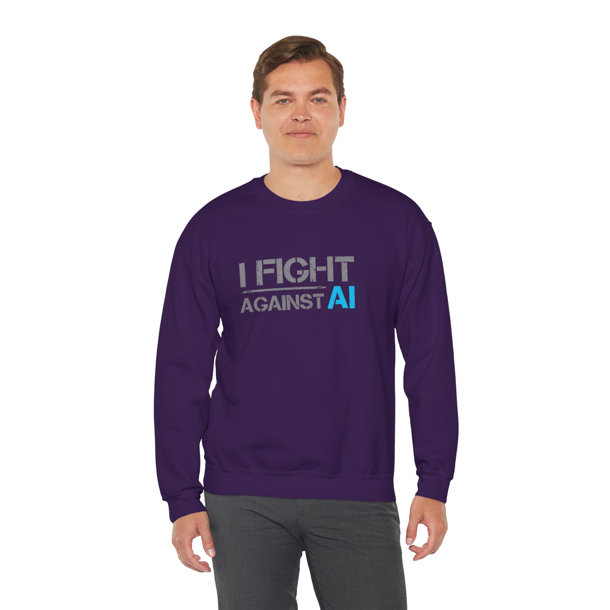 I Fight Against AI – Human Creativity Resistance Crewneck Sweatshirt - Image 78