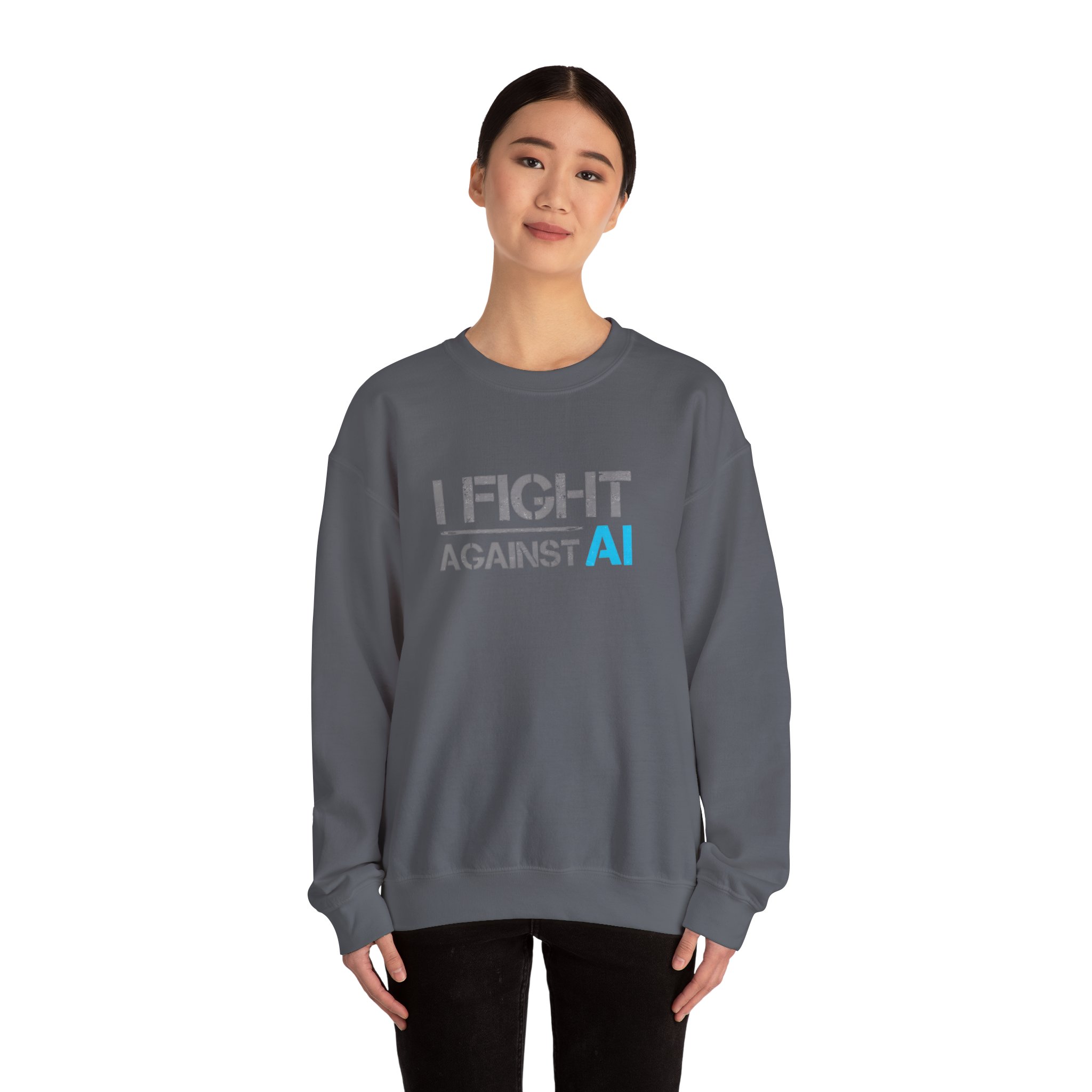 I Fight Against AI – Human Creativity Resistance Crewneck Sweatshirt - Image 58