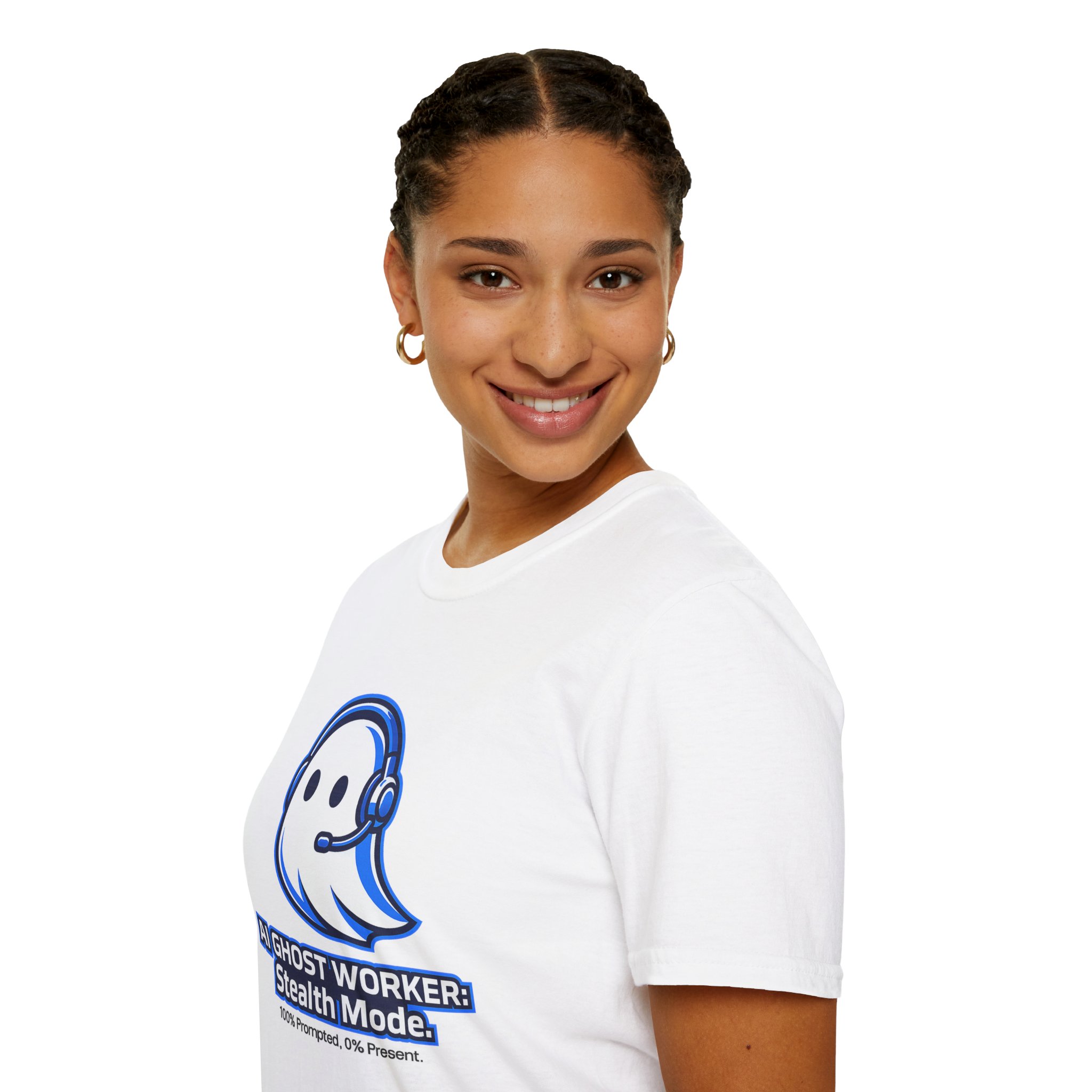 AI Ghost Worker Stealth Mode – 100% Prompted 0% Present Funny T-Shirt - Image 14