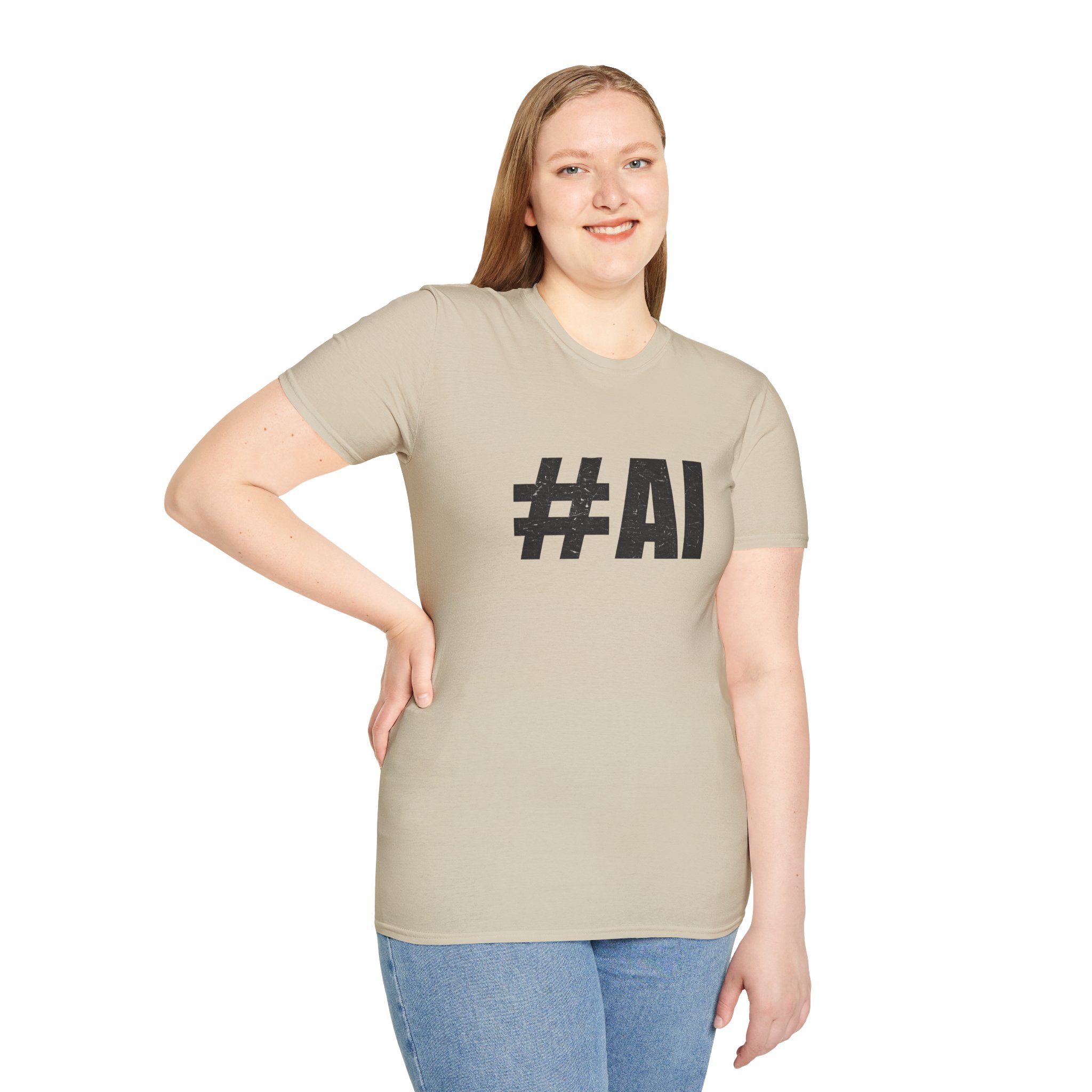 #AI Distressed Dark Minimalist Artificial Intelligence Graphic T-Shirt - Image 27