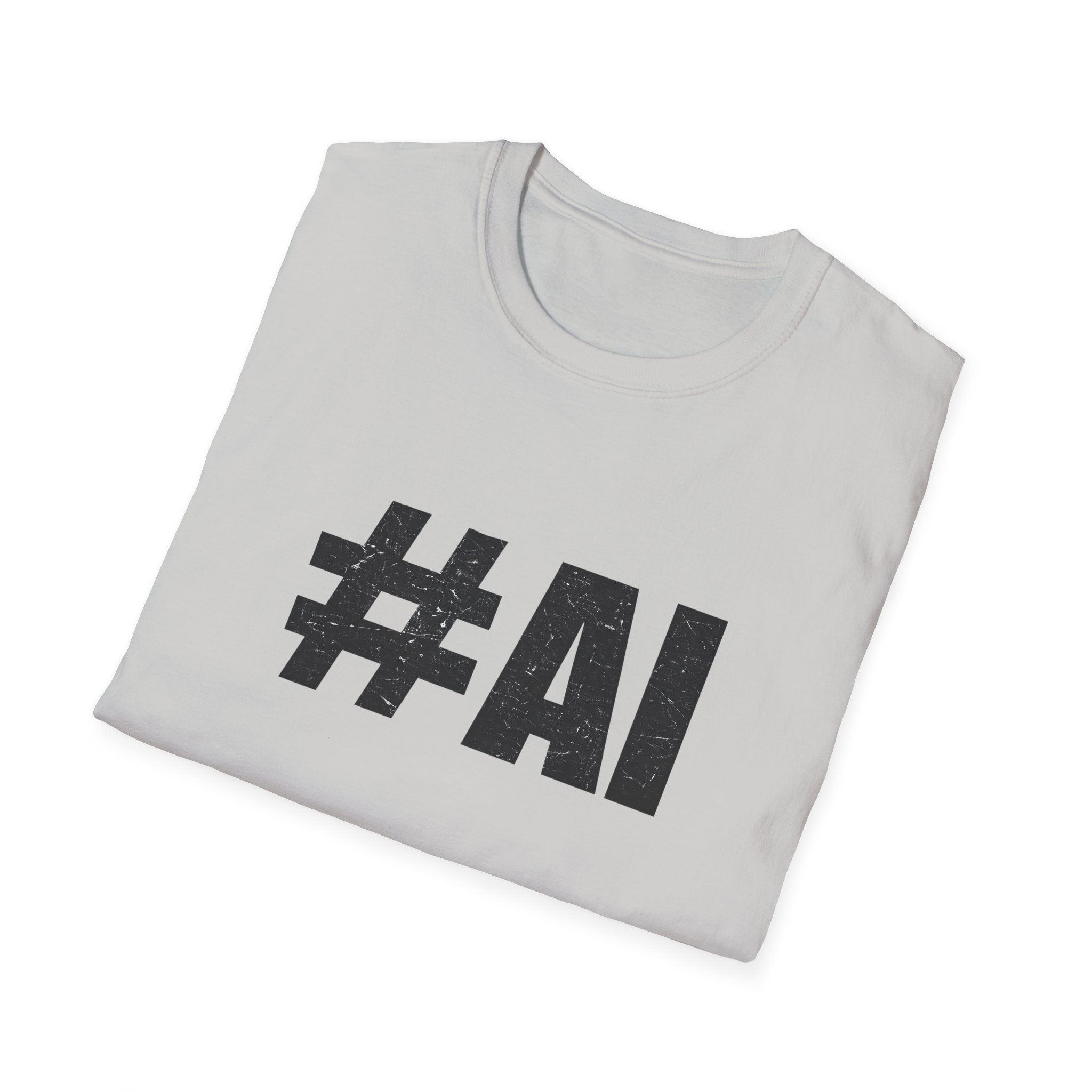 #AI Distressed Dark Minimalist Artificial Intelligence Graphic T-Shirt - Image 37
