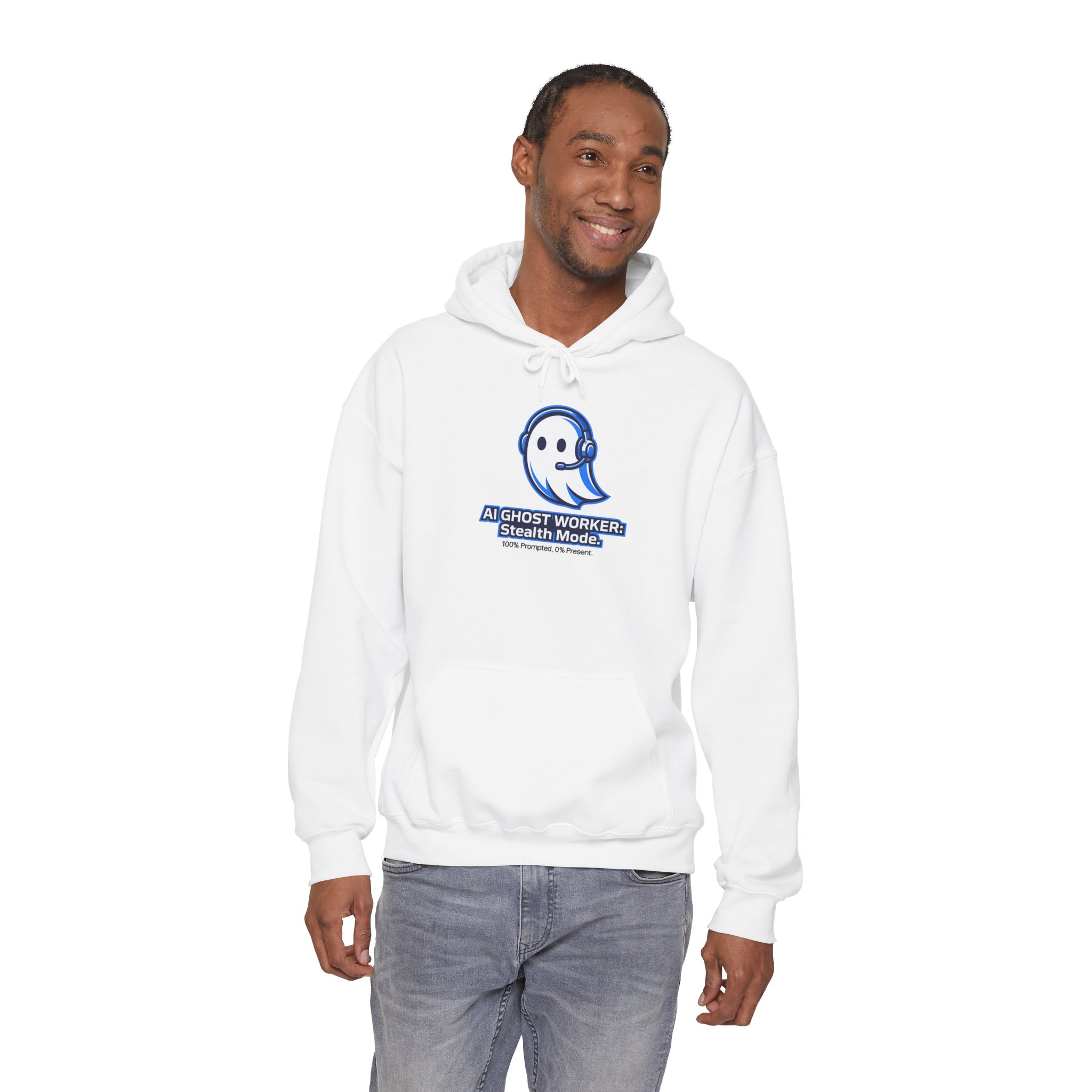 AI Ghost Worker Stealth Mode – 100% Prompted 0% Present Funny Hoodie - Image 4