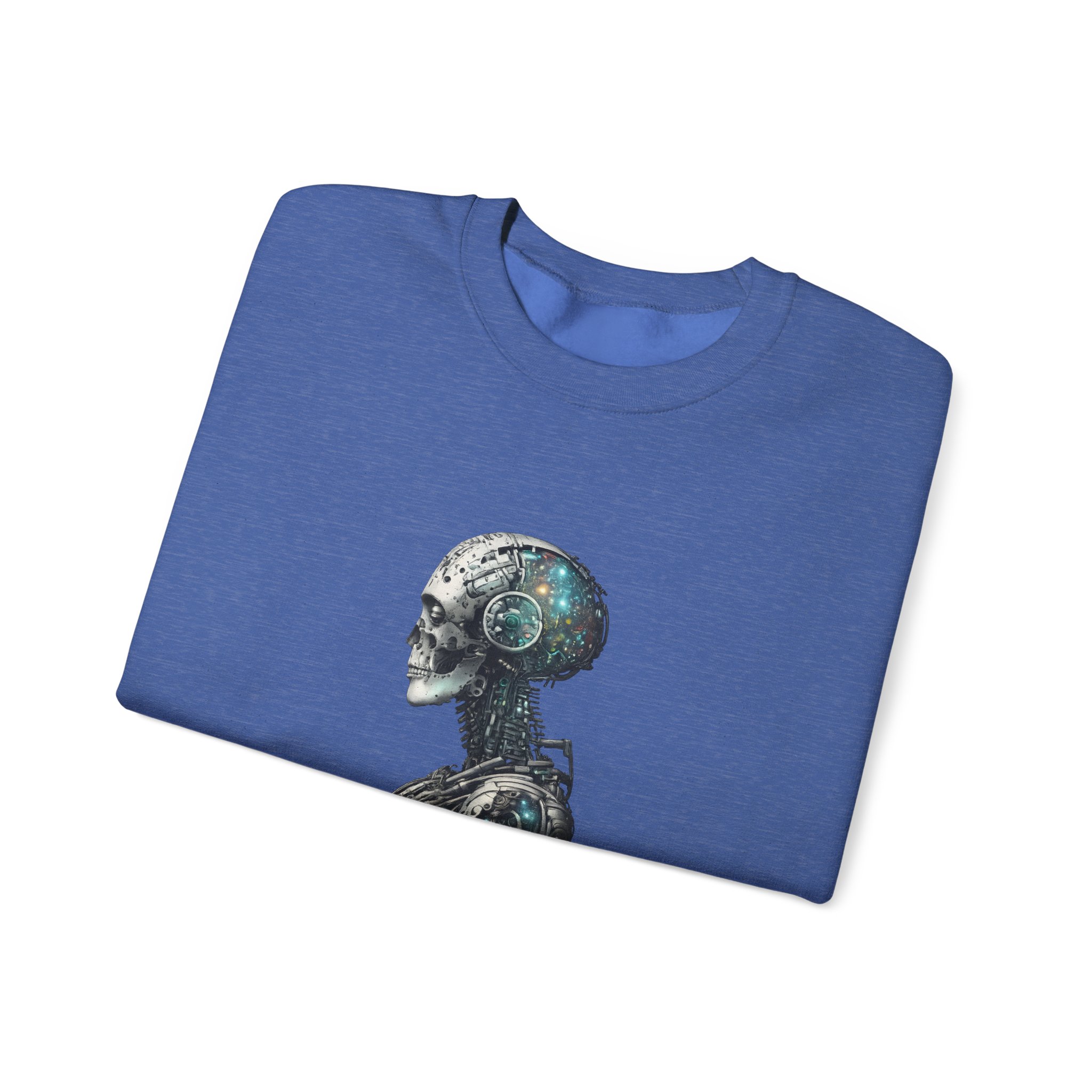 Cosmic Cyber Skull – Dark Cyberpunk Biomechanical Crewneck Sweatshirt - Image 84