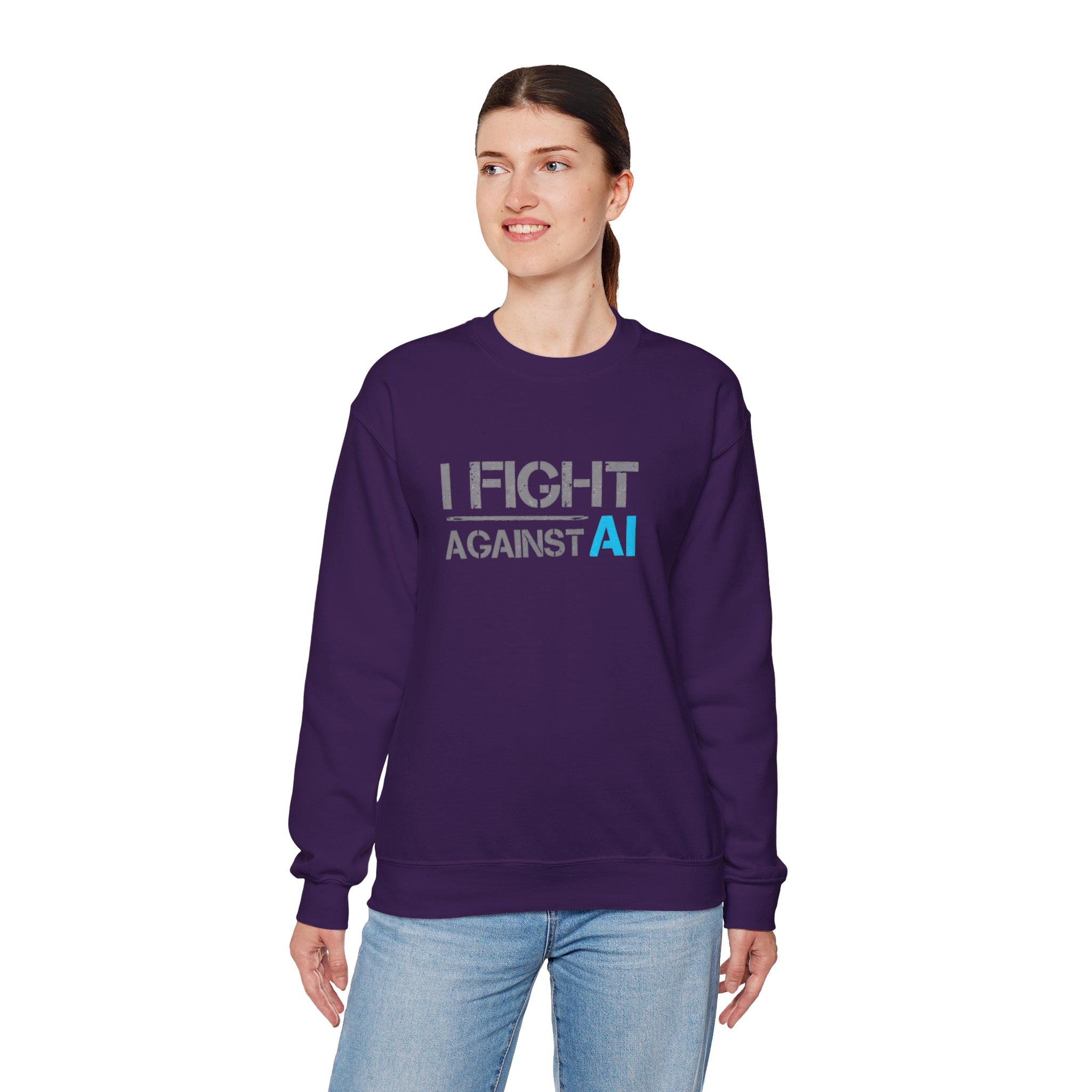 I Fight Against AI – Human Creativity Resistance Crewneck Sweatshirt - Image 79