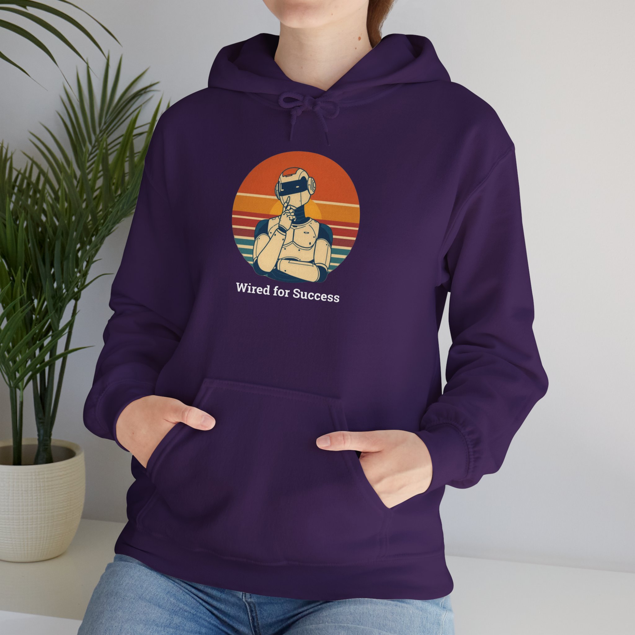 Wired for Success Retro Robot AI Hoodie Tech Gift Hooded Sweatshirt - Image 79