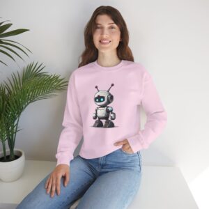 Cute Robot Glowing Eyes – Funny AI Tech Mascot Crewneck Sweatshirt