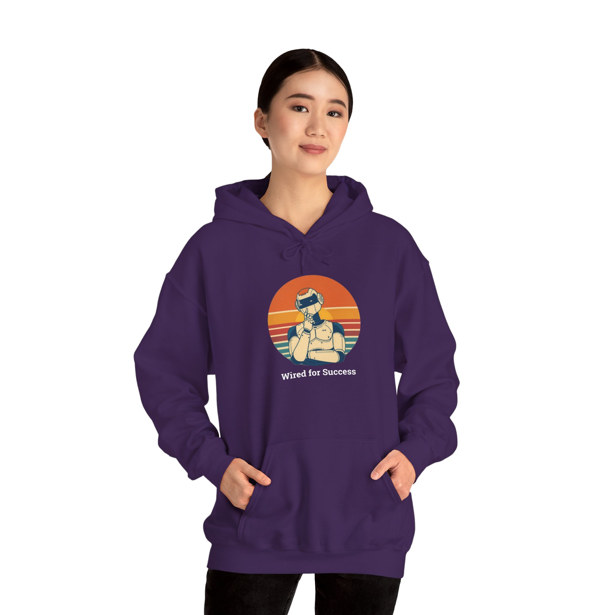 Wired for Success Retro Robot AI Hoodie Tech Gift Hooded Sweatshirt - Image 77