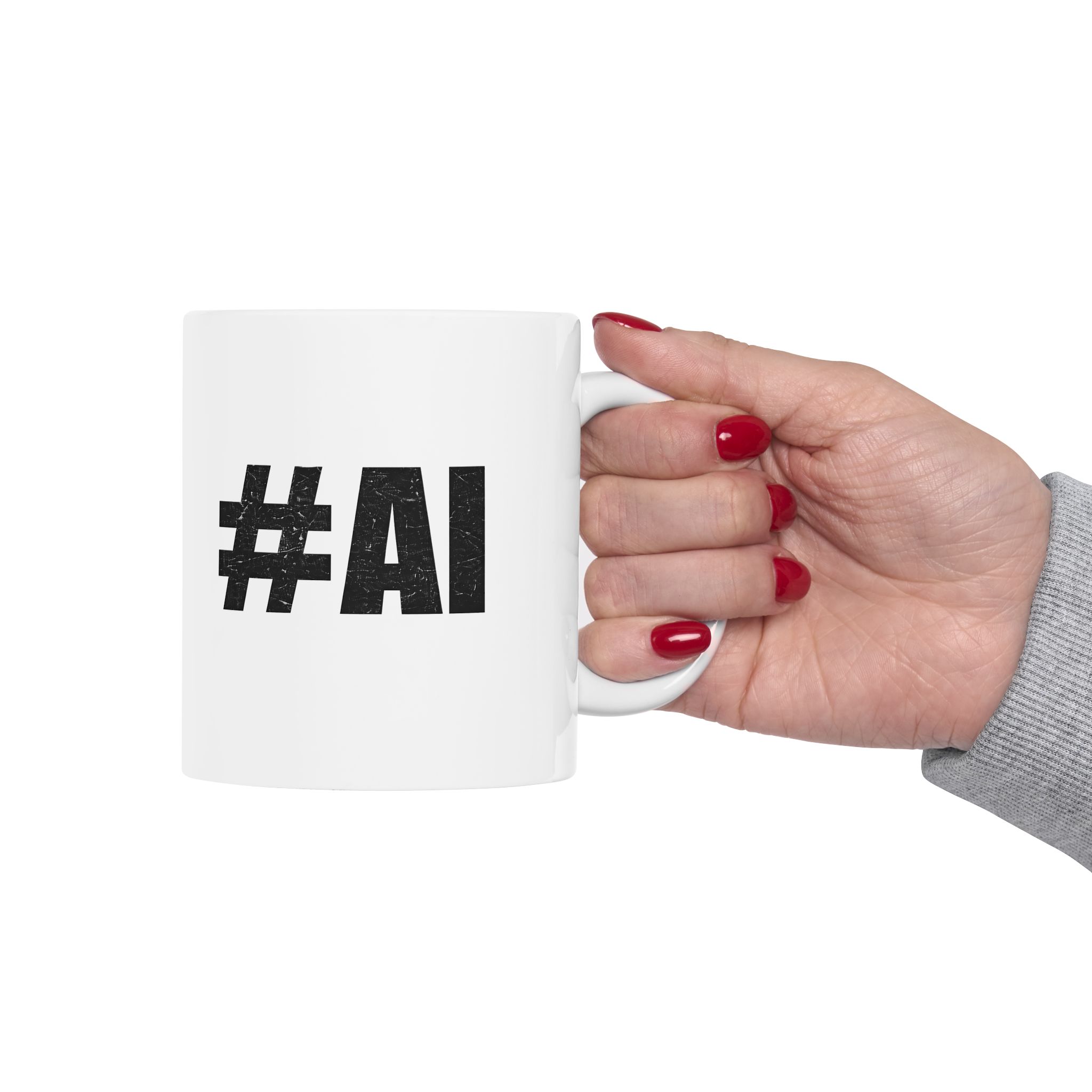 #AI Distressed Grunge Typography — Bold Tech Statement Coffee Mug (11oz, 15oz) - Image 9