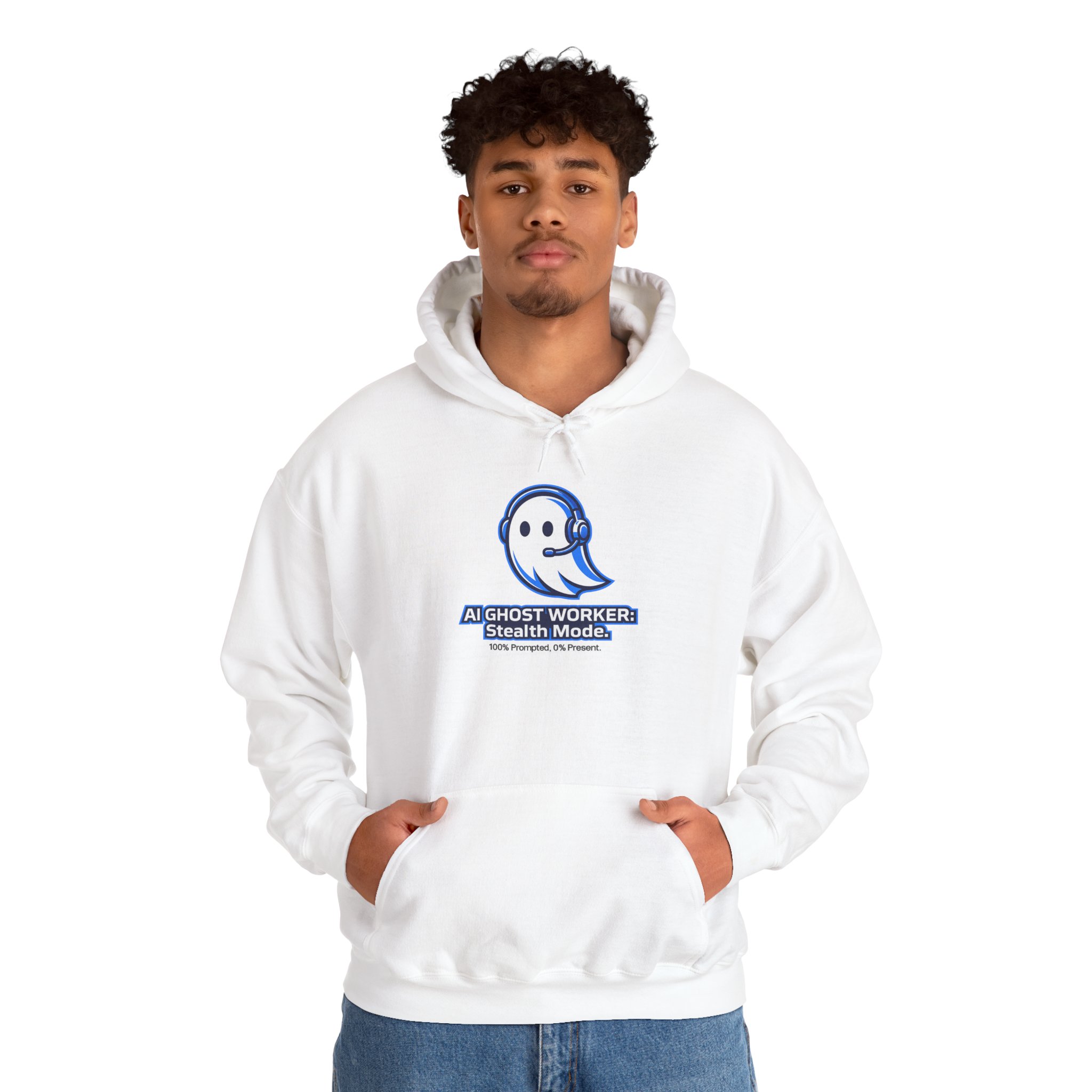 AI Ghost Worker Stealth Mode – 100% Prompted 0% Present Funny Hoodie - Image 2