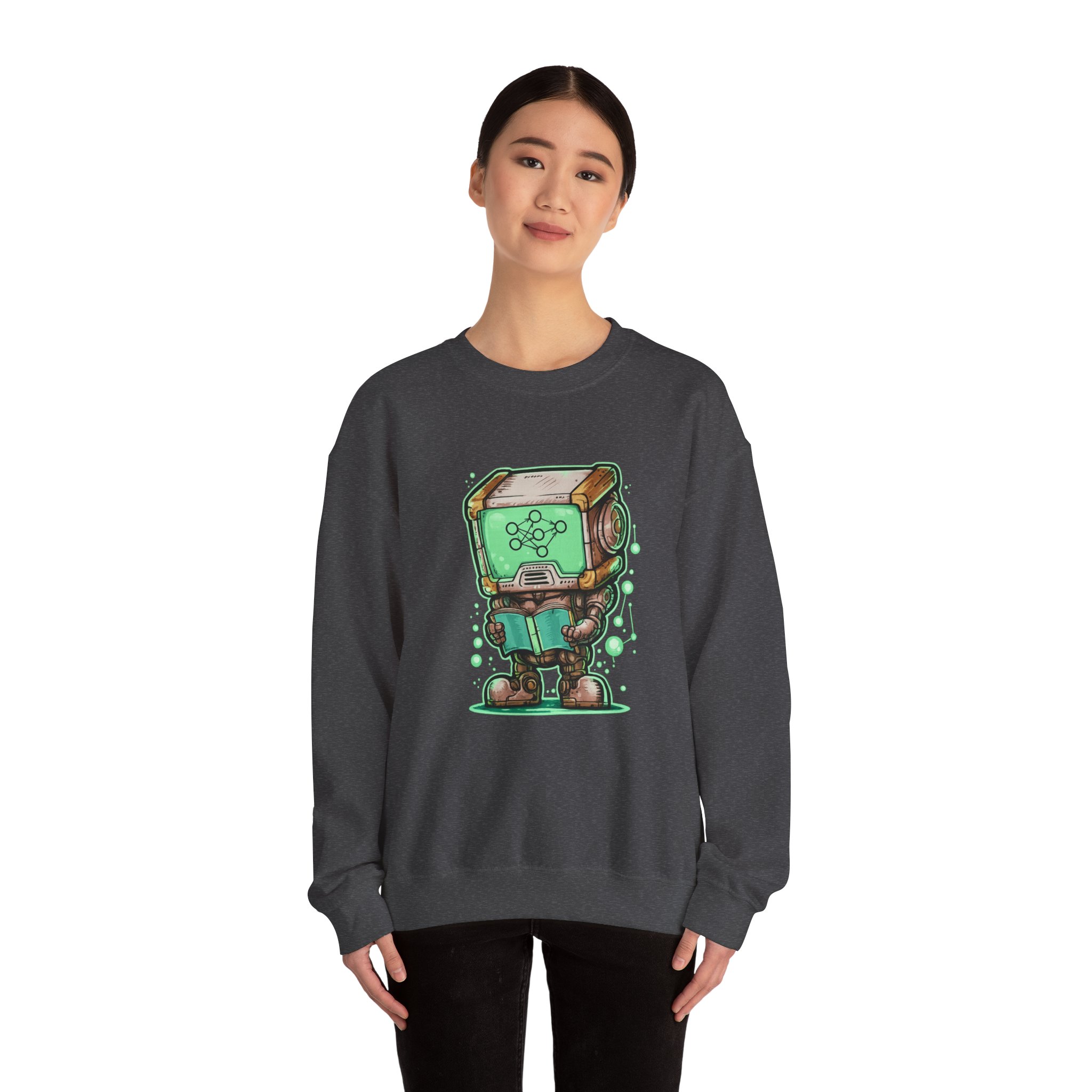 AI Robot Reading Sweatshirt | Neural Network Hoodie for ML Engineers - Image 67