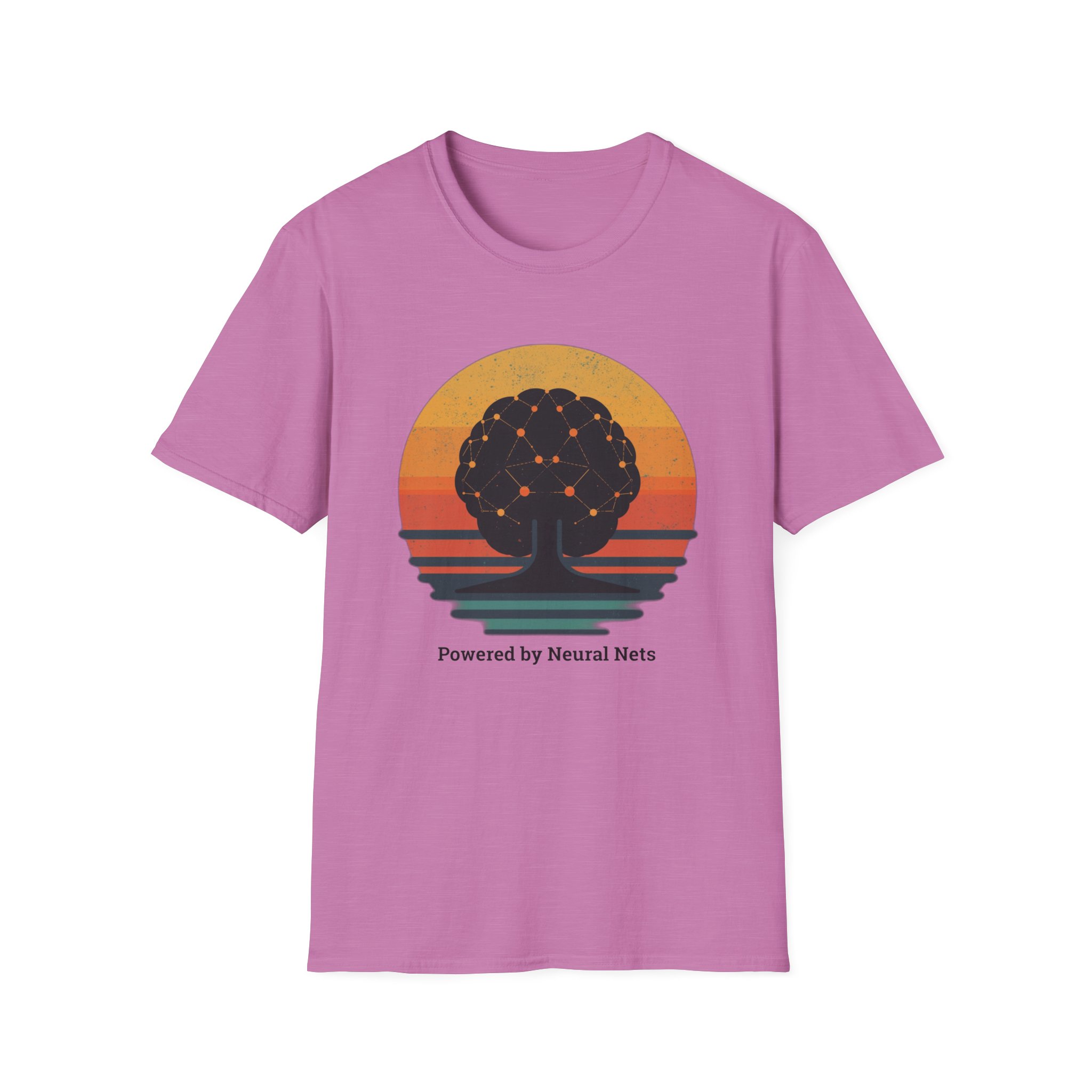 Powered by Neural Nets Retro Sunset Neural Network Tree AI T-Shirt - Image 109