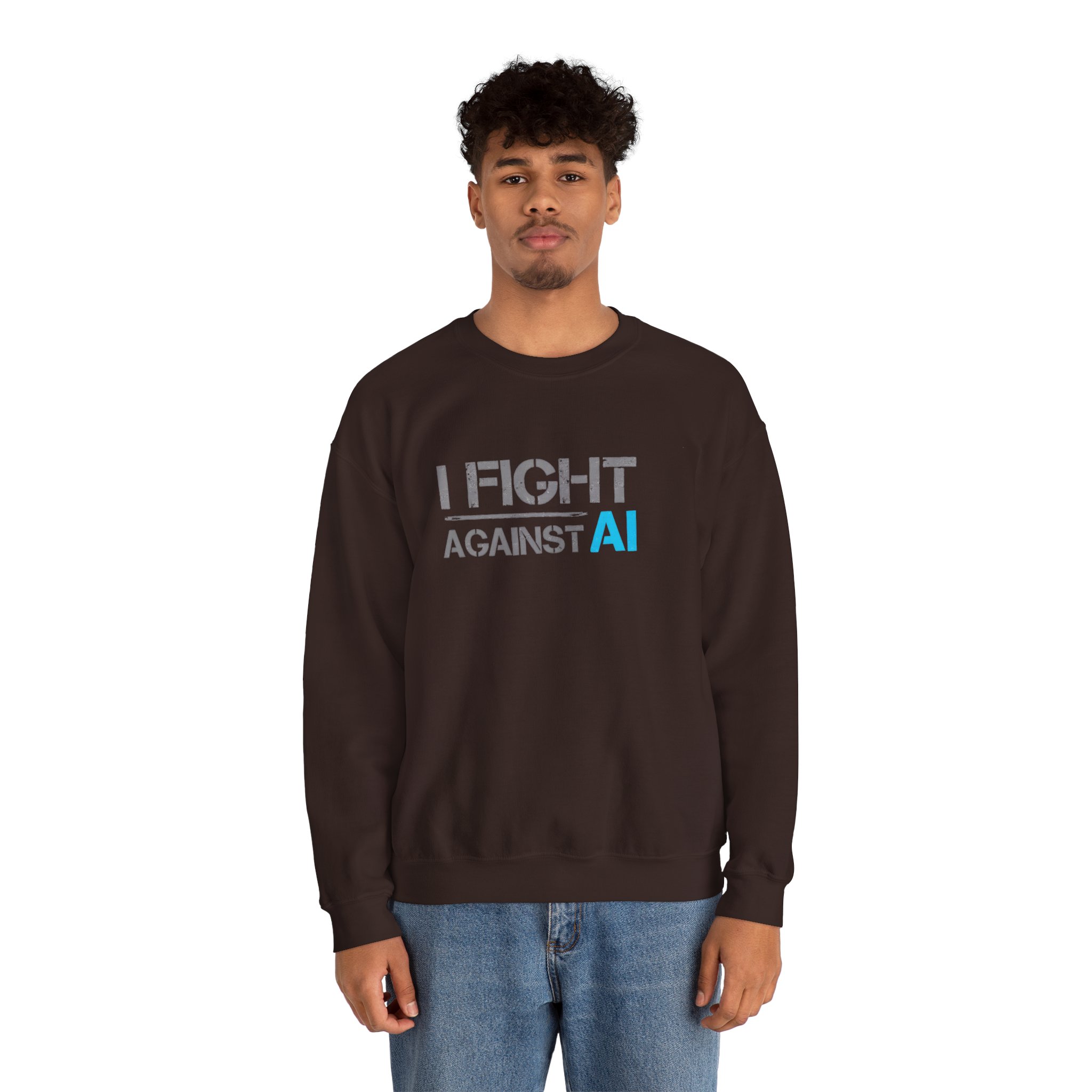 I Fight Against AI – Human Creativity Resistance Crewneck Sweatshirt - Image 5
