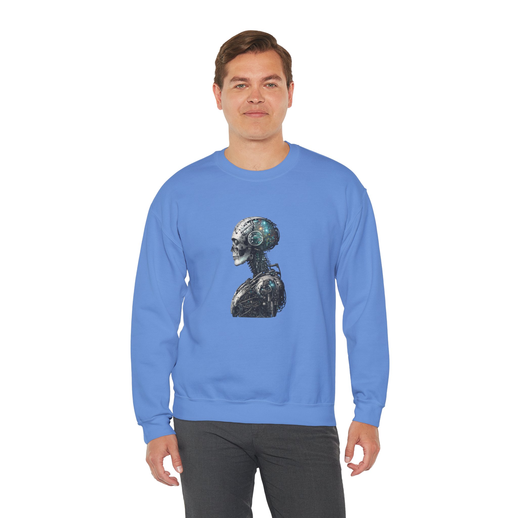 Cosmic Cyber Skull – Dark Cyberpunk Biomechanical Crewneck Sweatshirt - Image 78